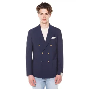 $1,195 ELEVENTY -Double Breasted Gold Button Wool/Elastane Blazer - 40 US (50EU)