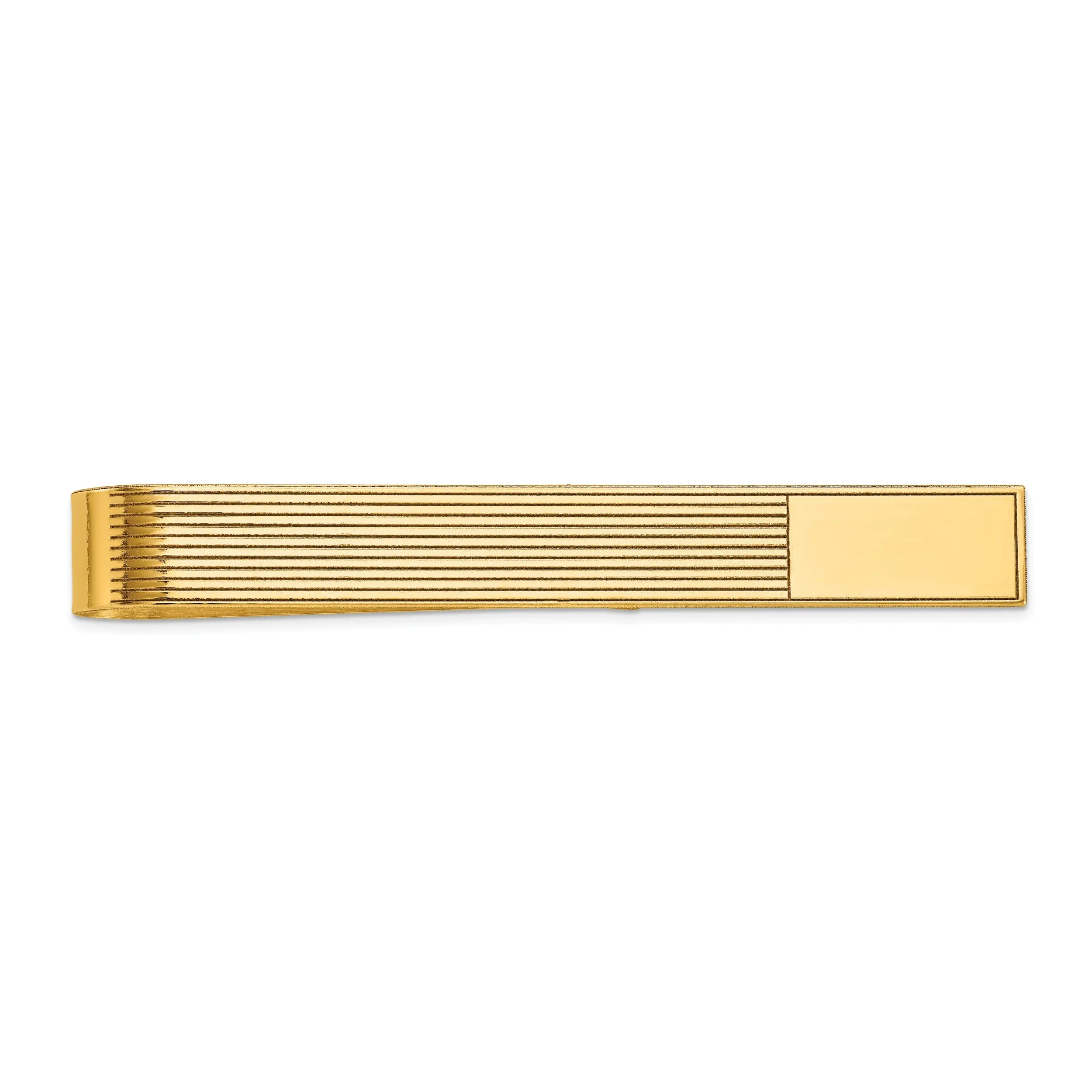 14k Yellow Gold Solid with Line Design Tie Bar