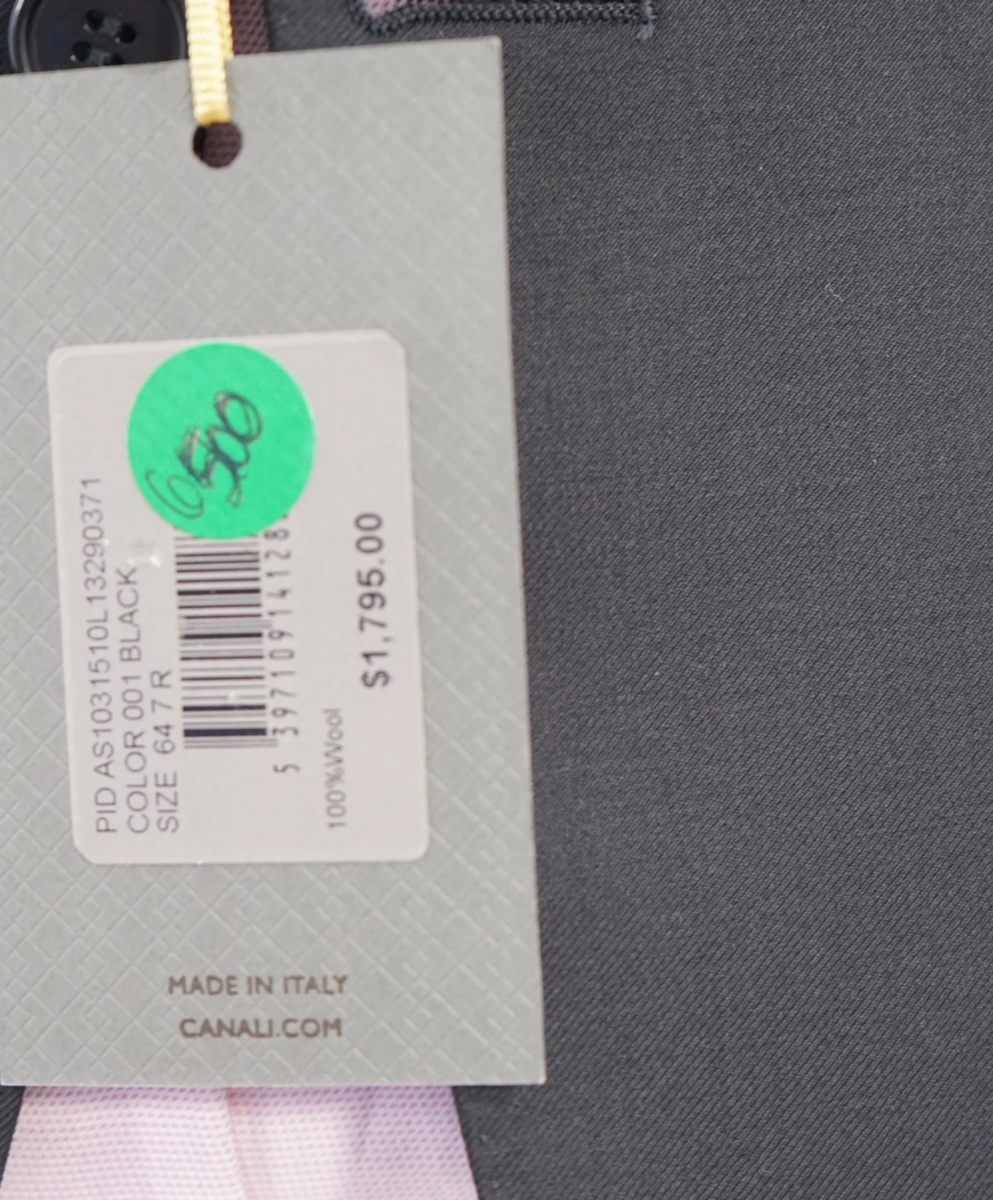 $1,795 CANALI -  Black Solid Notch Lapel 2-Btn Blazer - 54R US