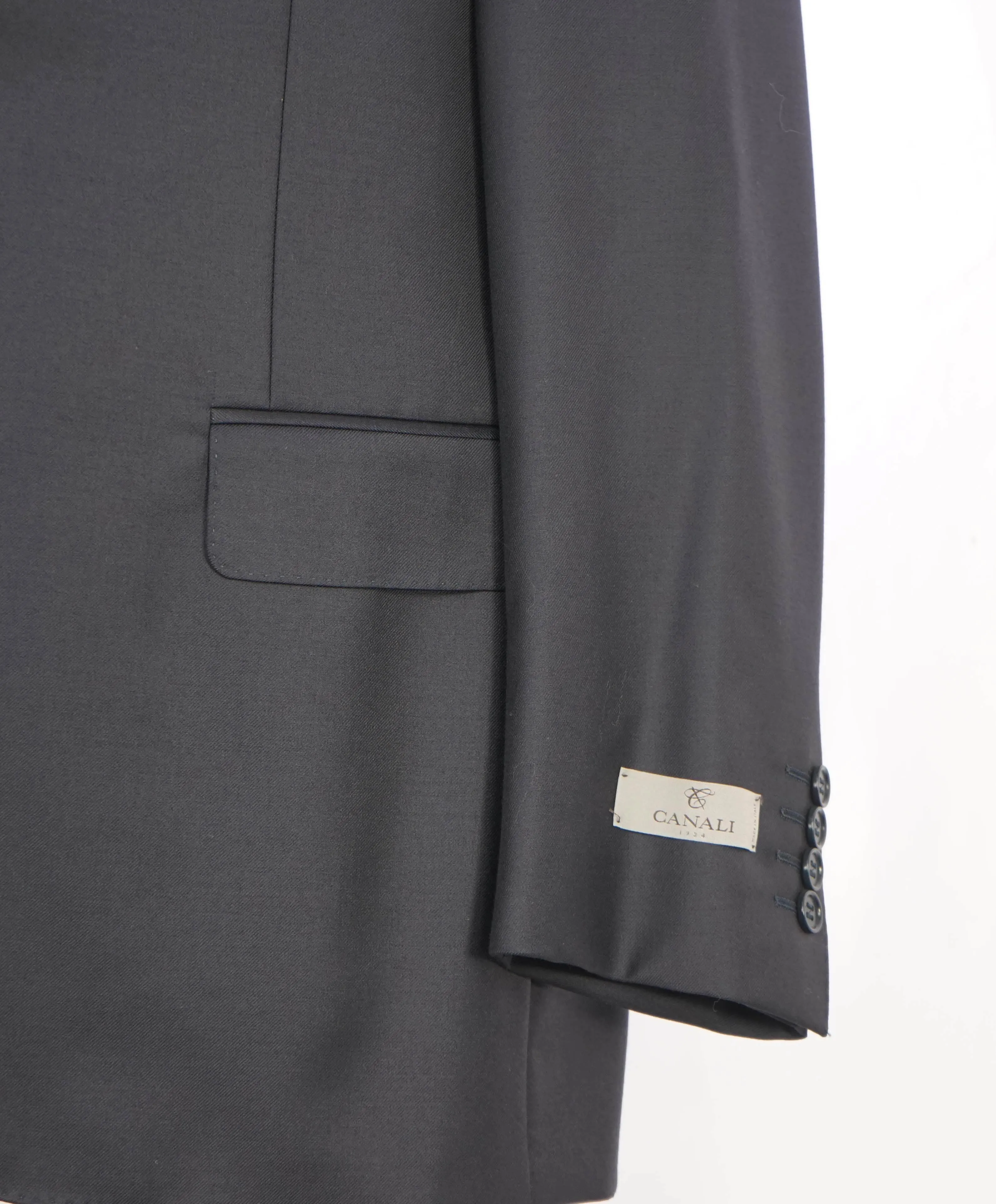 $1,795 CANALI - *CLOSET STAPLE*  Solid Navy Blue Notch Lapel Blazer - 46L US