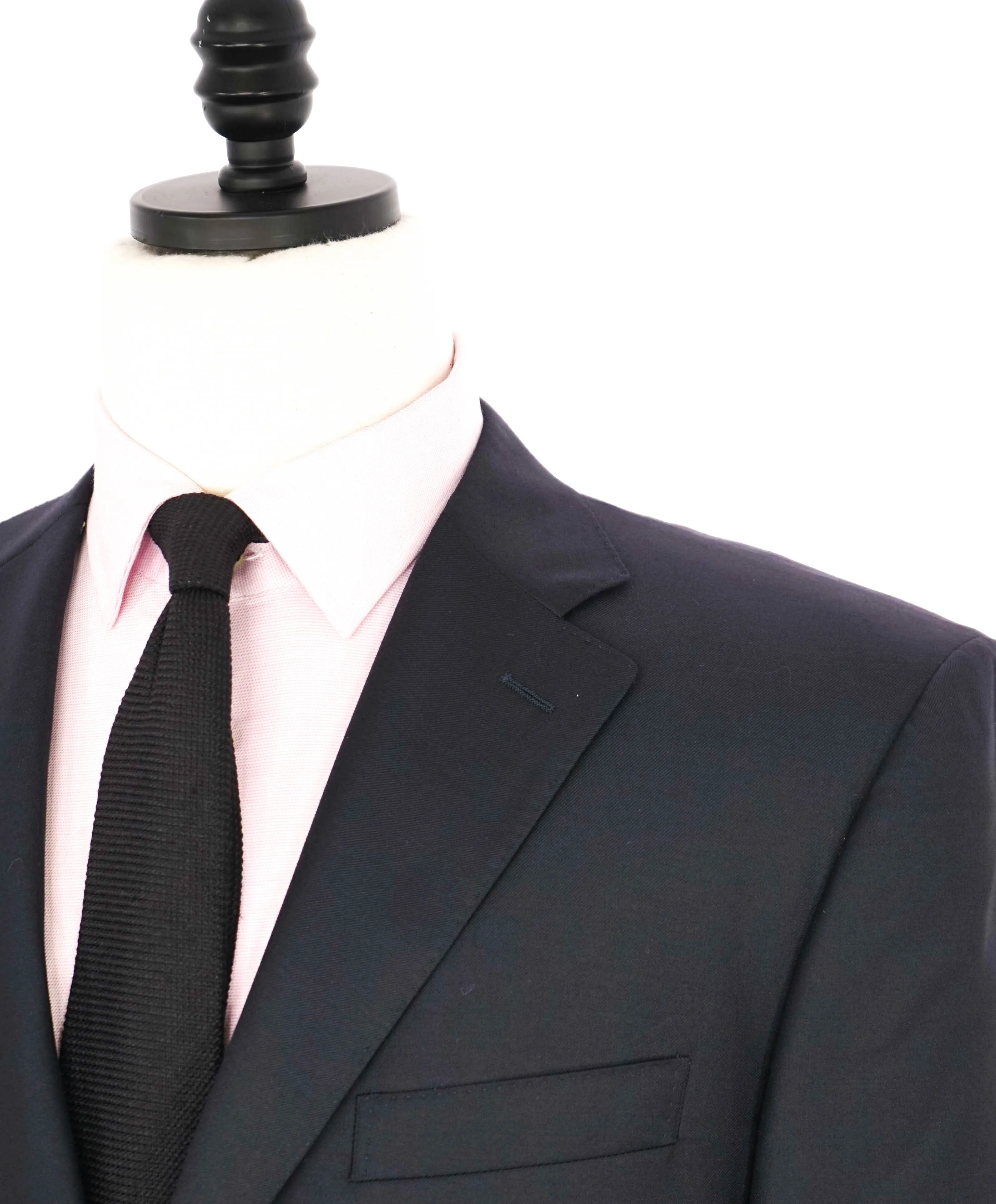$1,795 CANALI - *CLOSET STAPLE*  Solid Navy Blue Notch Lapel Blazer - 46L US