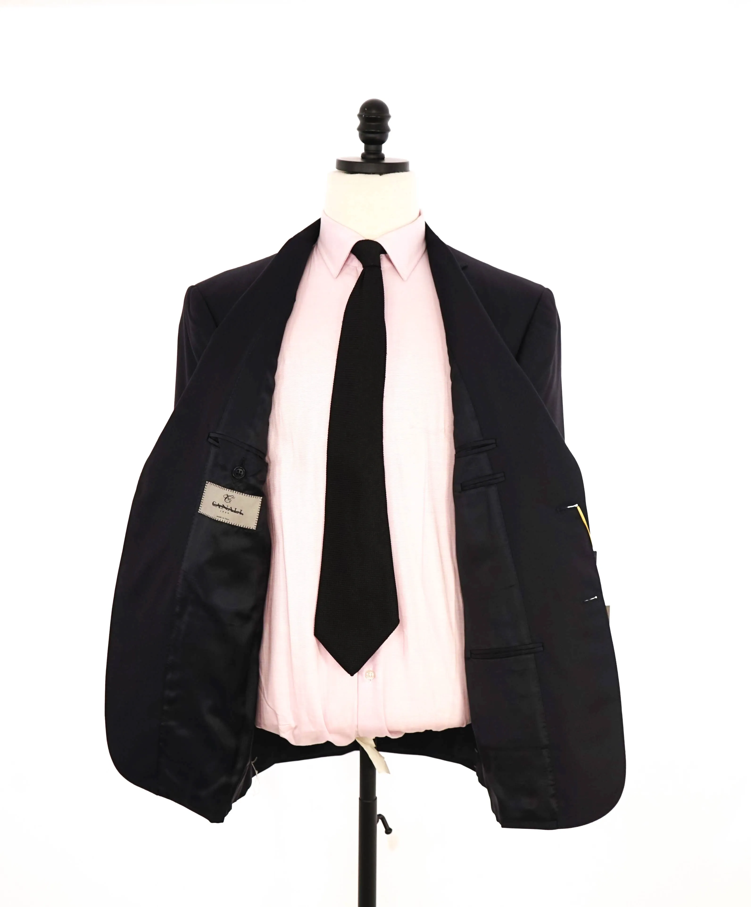 $1,795 CANALI - *CLOSET STAPLE*  Solid Navy Blue Notch Lapel Blazer - 46L US