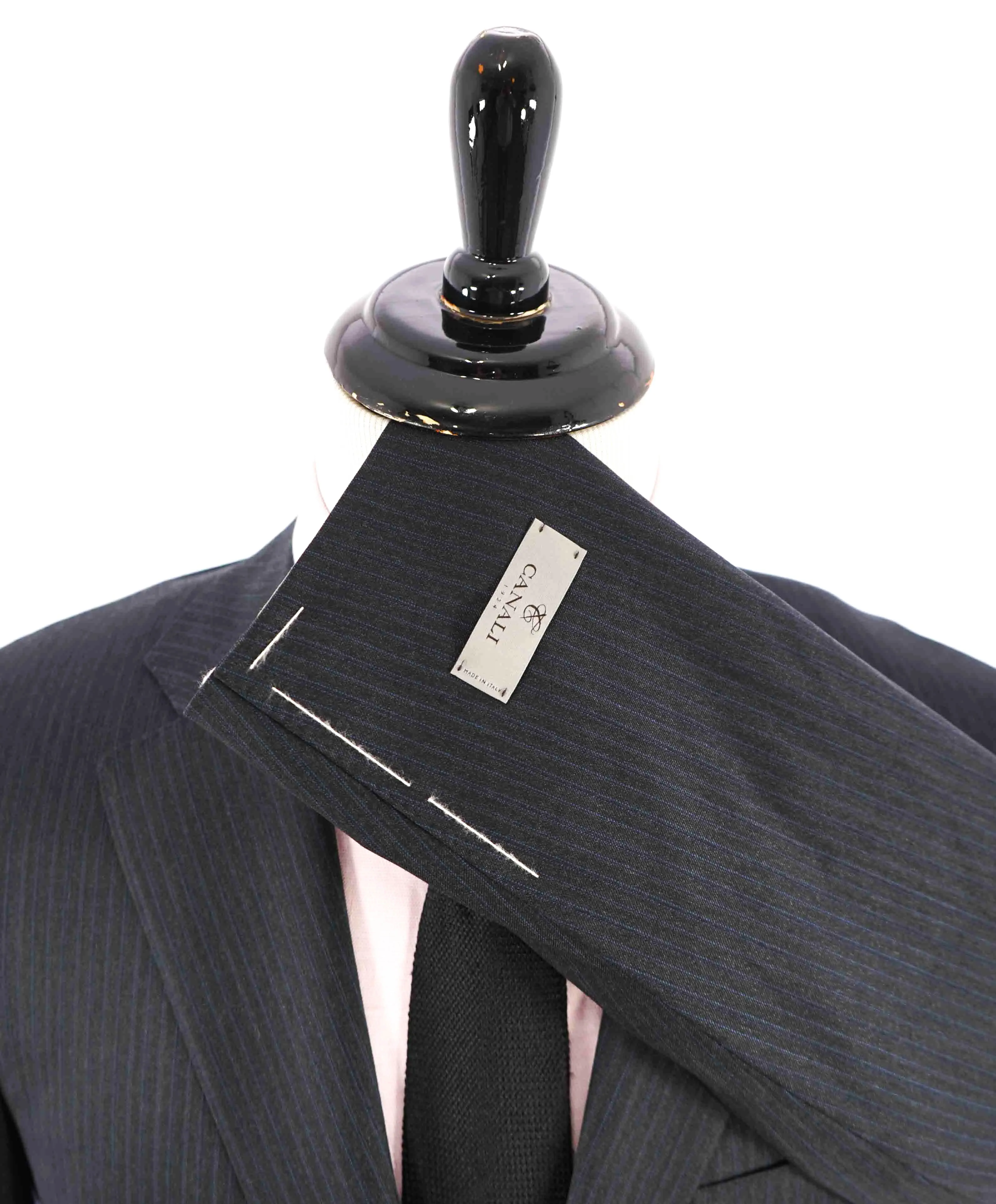 $1,895 CANALI - Gray Blue Stripe "Stretch" Double Vent Wool Blazer - 40R