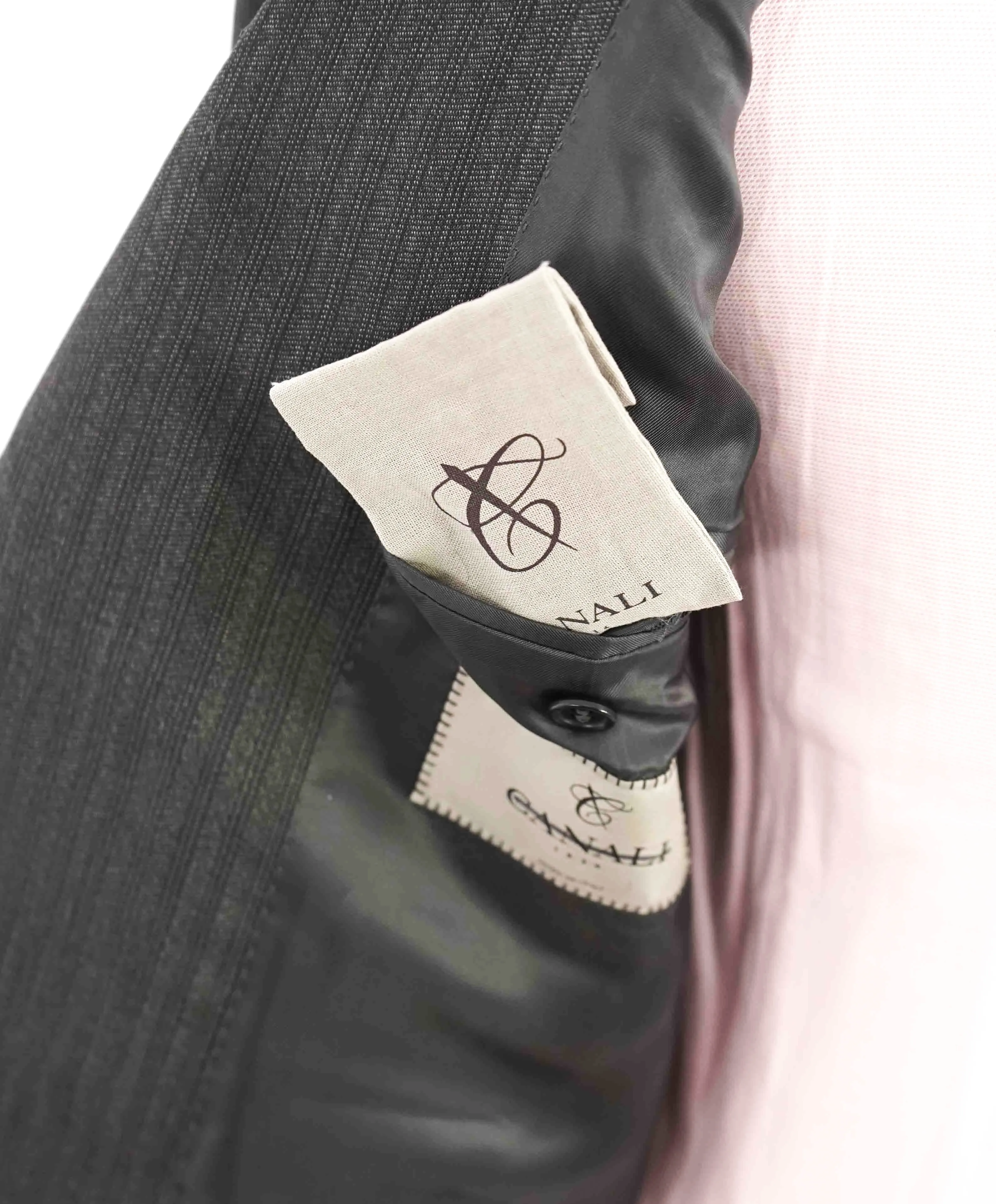 $1,895 CANALI - Gray Scale Tonal Textured Wool Striped Blazer - 42S