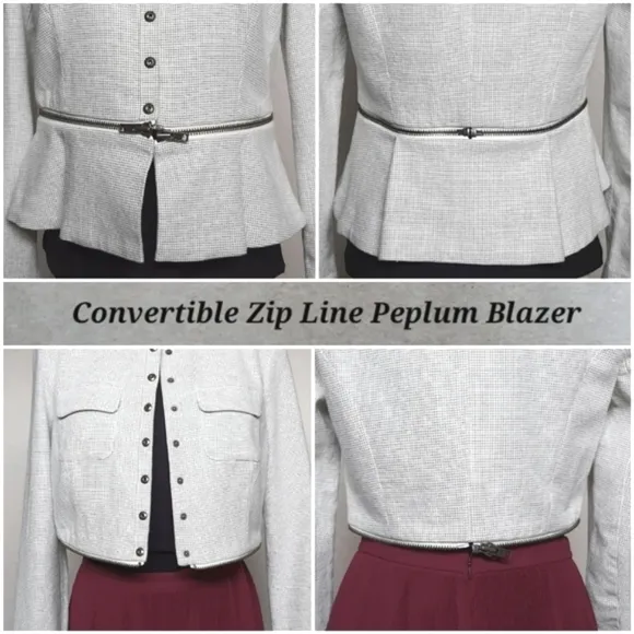 2 in 1 Cropped Blazer Jacket Womens 6 #205 Peplum Convertible Business Casual