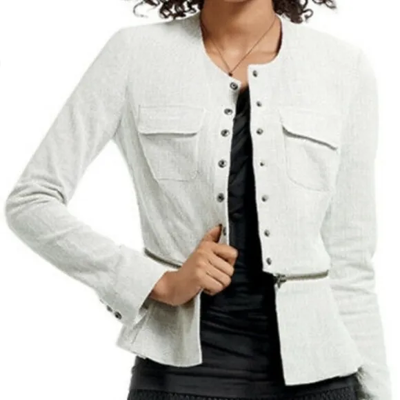 2 in 1 Cropped Blazer Jacket Womens 6 #205 Peplum Convertible Business Casual