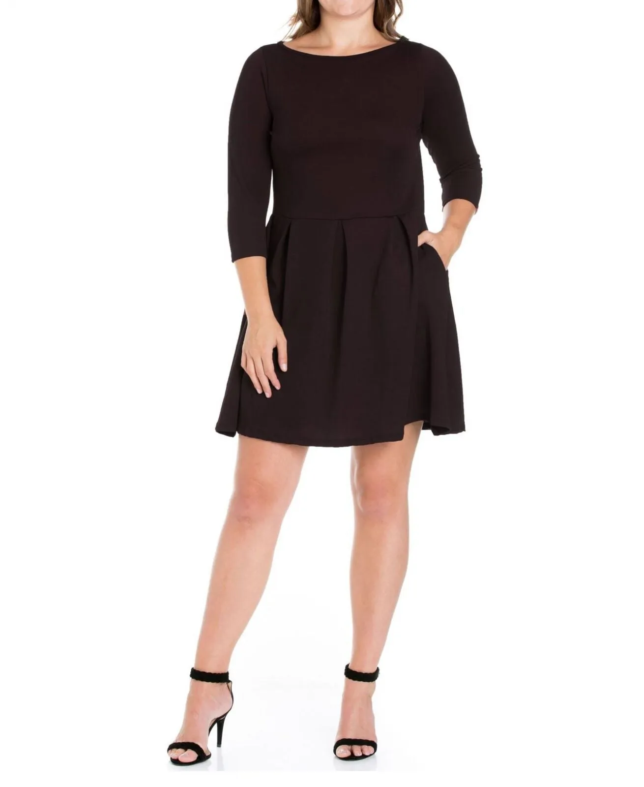 24seven Comfort Apparel Women's Plus Size Perfect Fit and Flare Dress P0206022