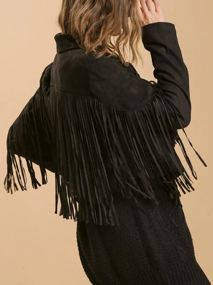 27 Faux Suede Fringe Jacket