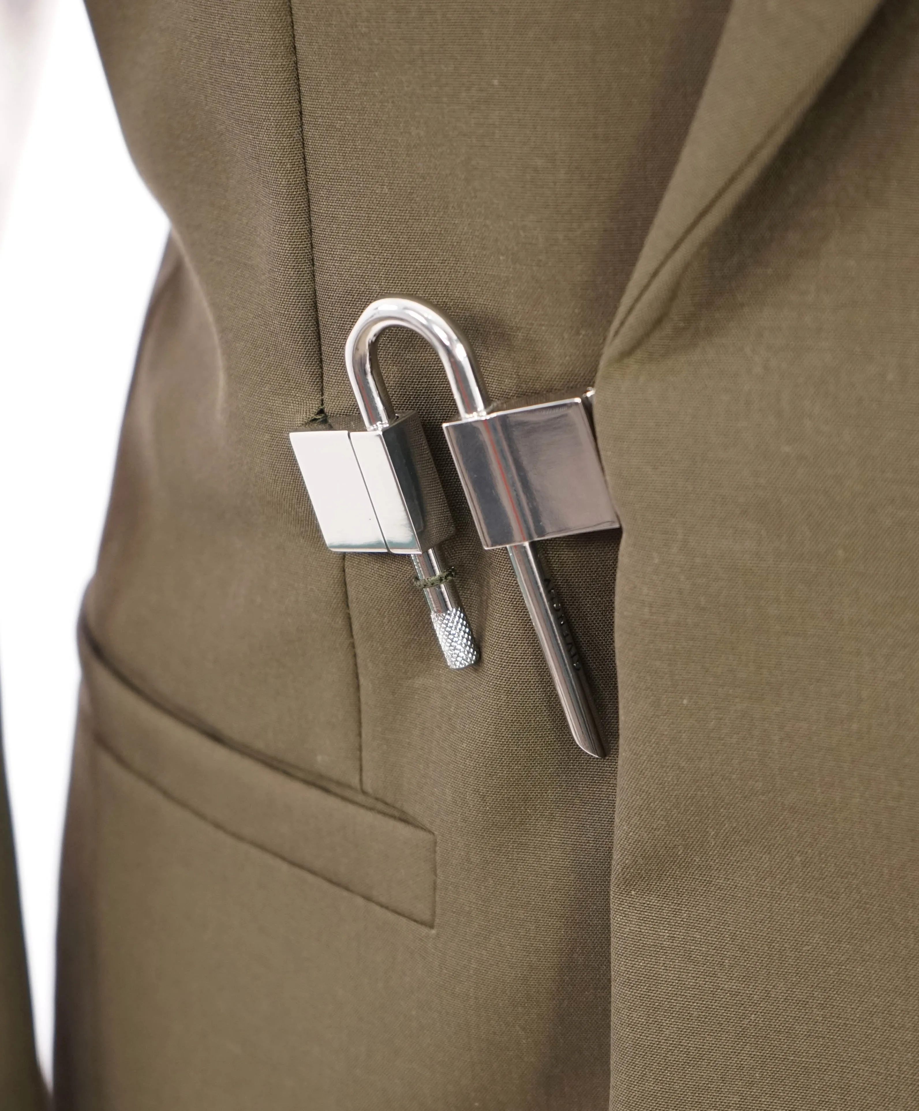 $3,000 GIVENCHY - French LOVE LOCK Padlock Slim-Fit Notch Lapel Jacket - 44R