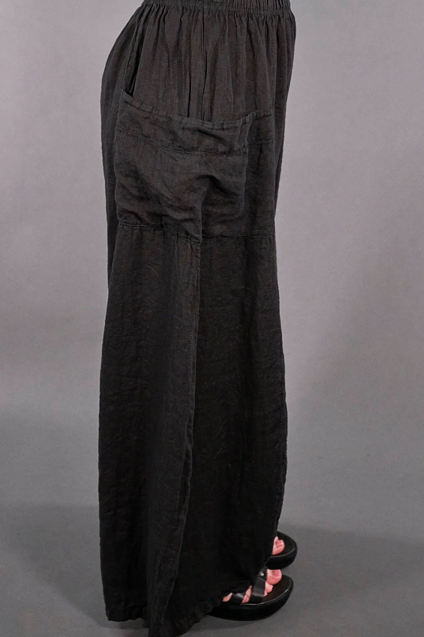 3243-Linen Billow Pant Black-U