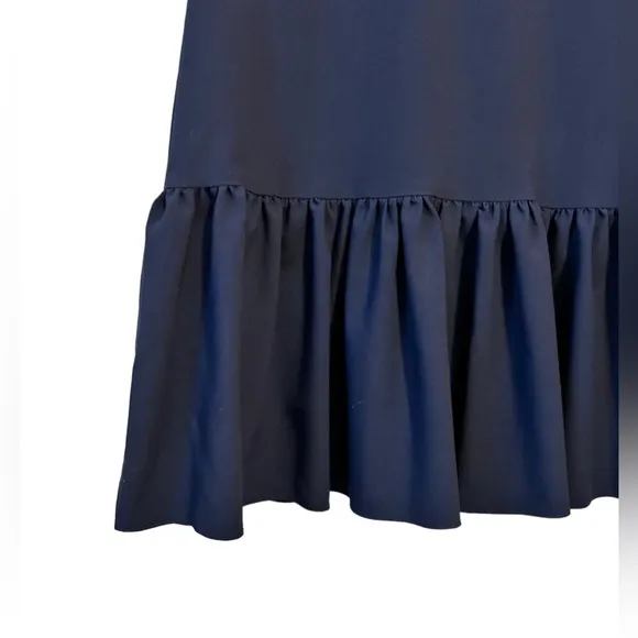 $326 Black Halo Navy Blue Sleeveless Marlee Flounce-Hem A-Line Dress Size 8