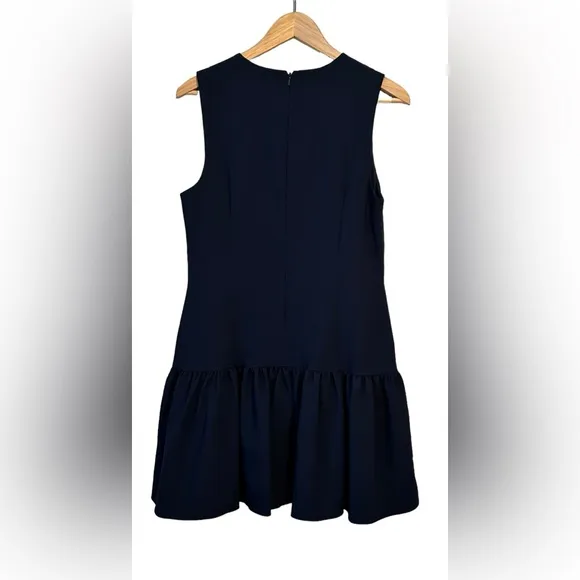 $326 Black Halo Navy Blue Sleeveless Marlee Flounce-Hem A-Line Dress Size 8