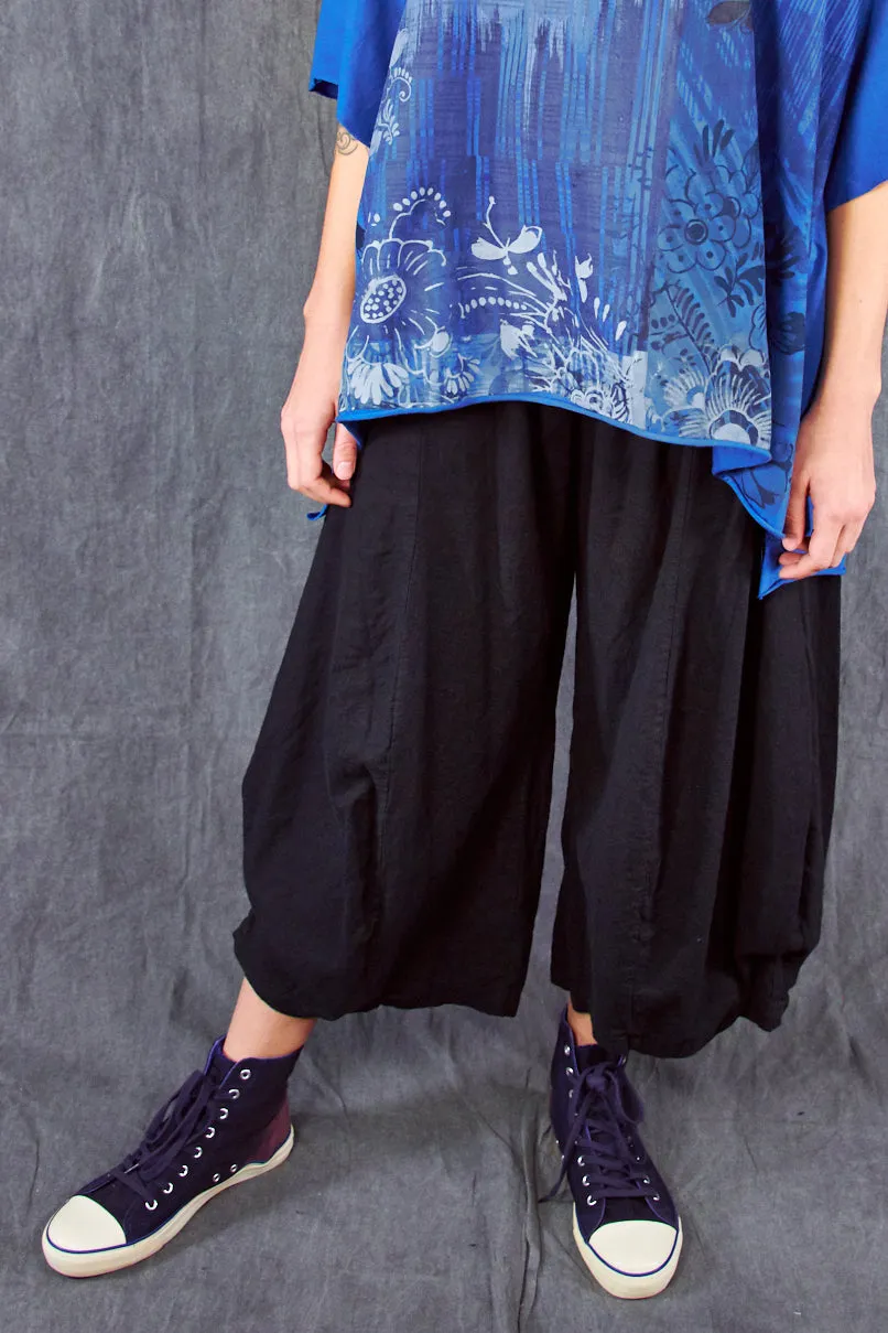 3296 Crop Linen Billow Pant Black-U