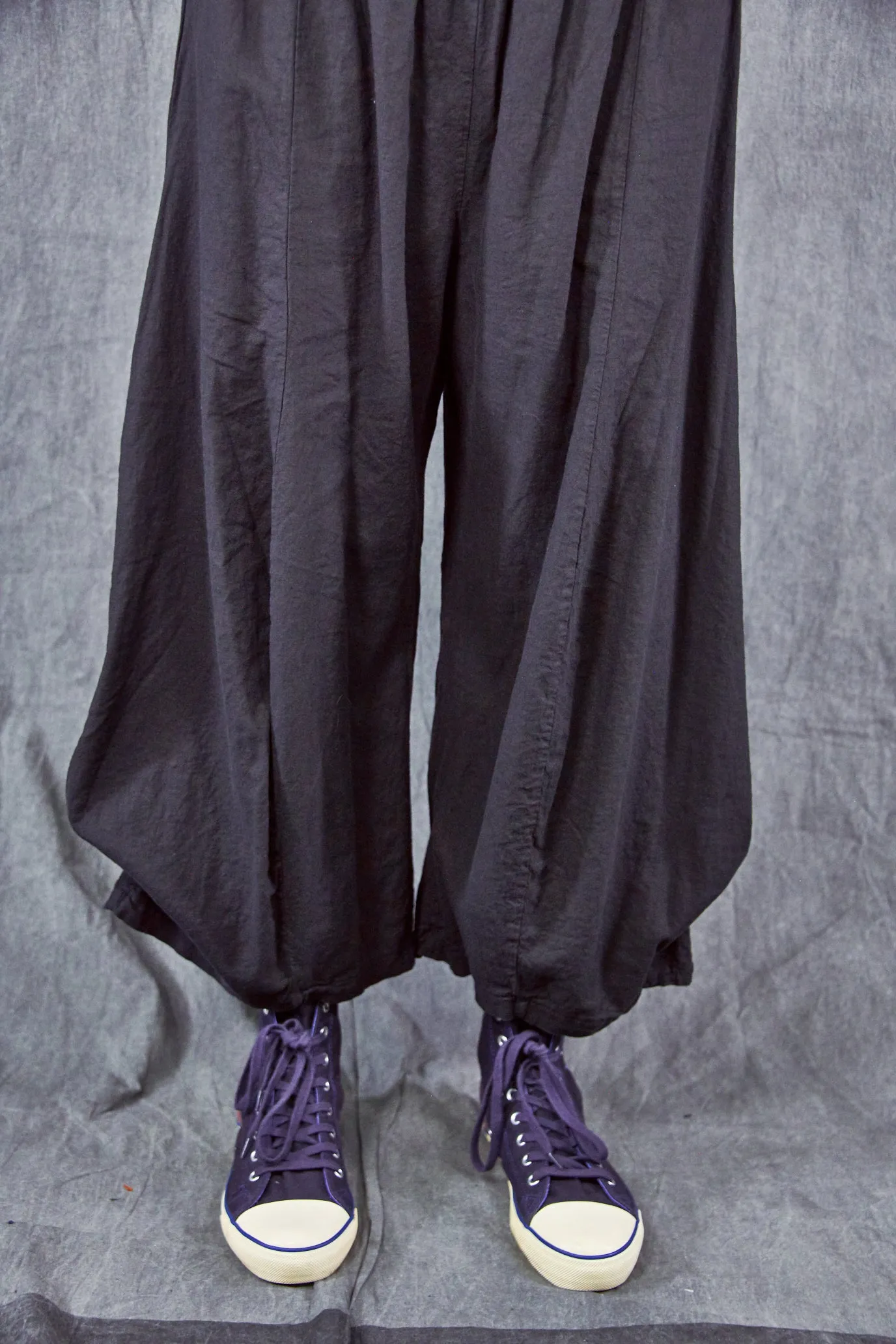 3296 Crop Linen Billow Pant Black-U