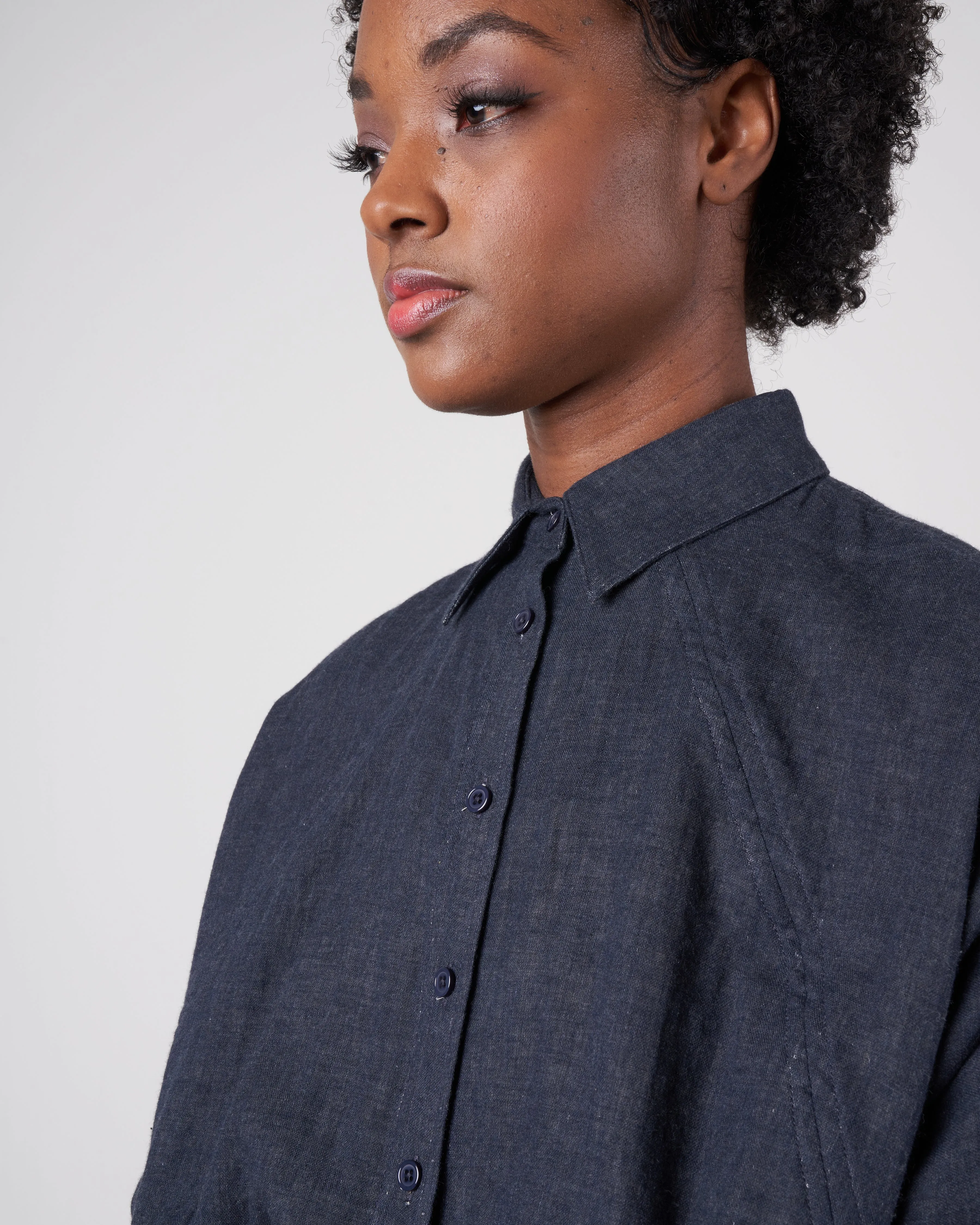 3/4 cropped shirt jacket - navy