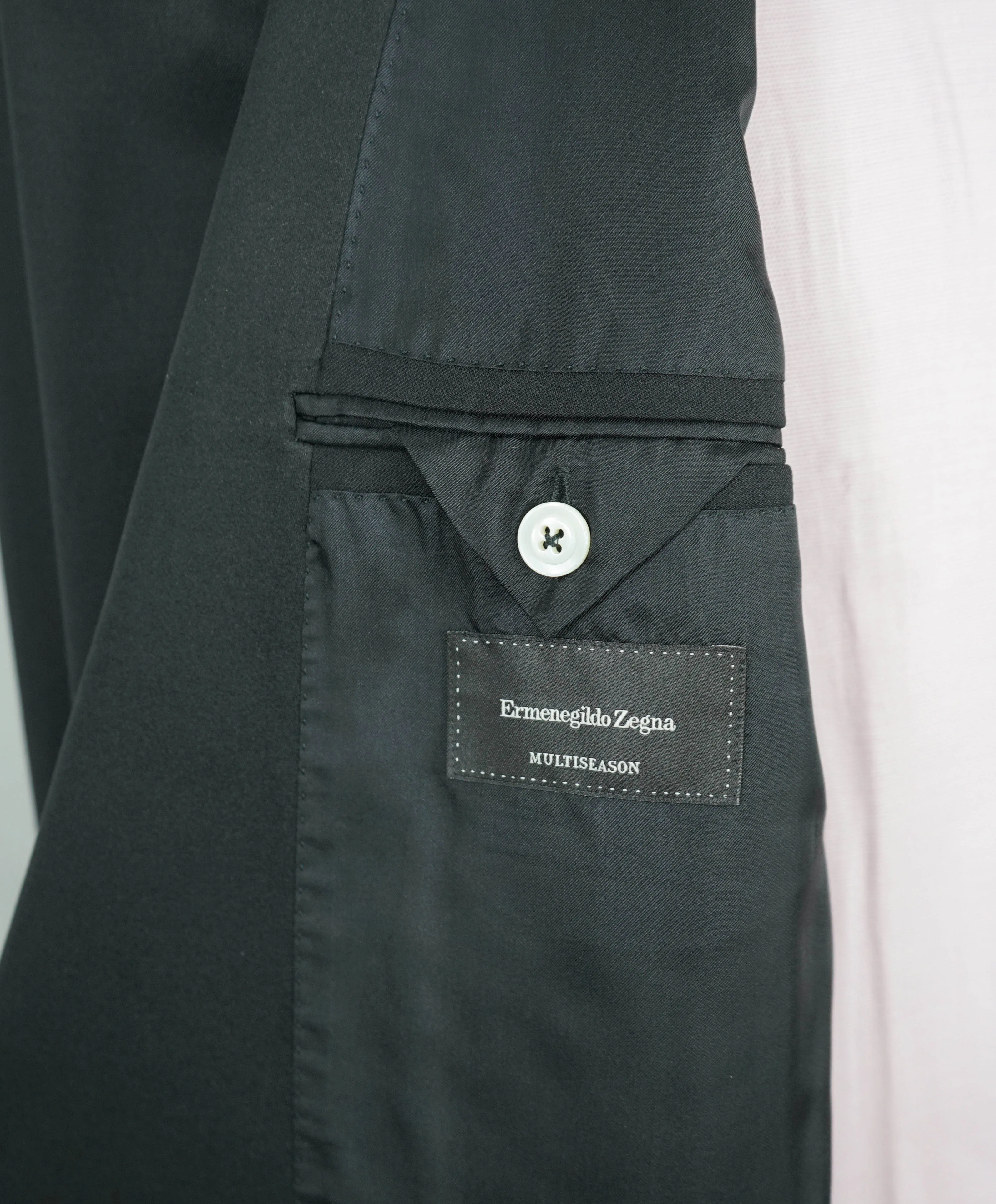 $3,995 ERMENEGILDO ZEGNA - PEAK LAPEL Black Wool Tuxedo- 48L