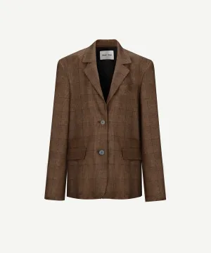 [50% OFF] Brown/red plaids | wide-shoulder vintage plaids blazer
