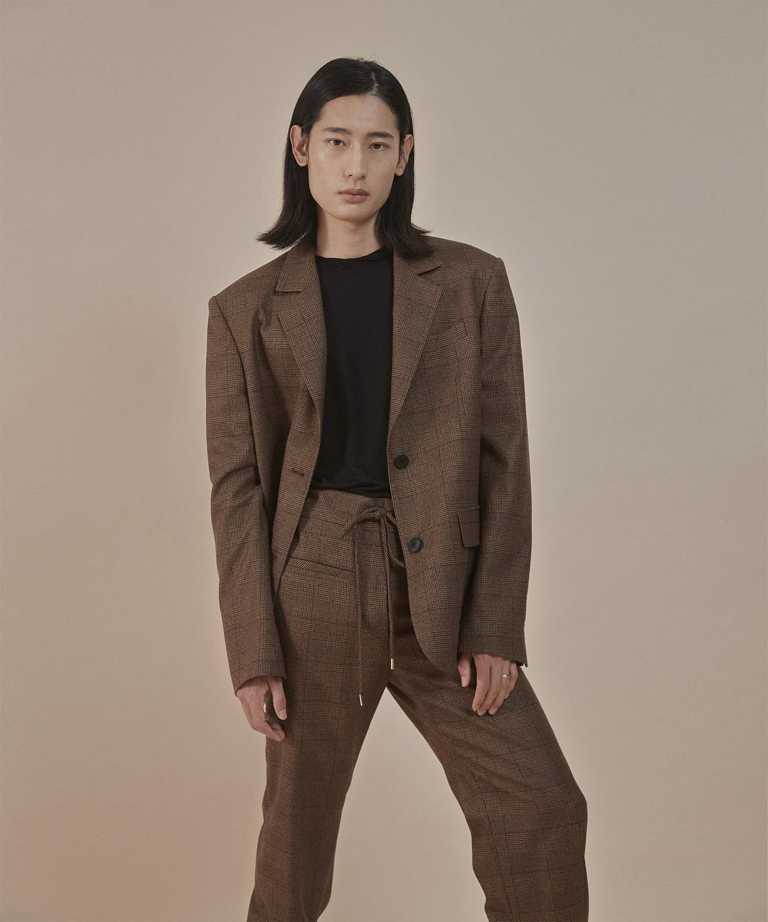 [50% OFF] Brown/red plaids | wide-shoulder vintage plaids blazer