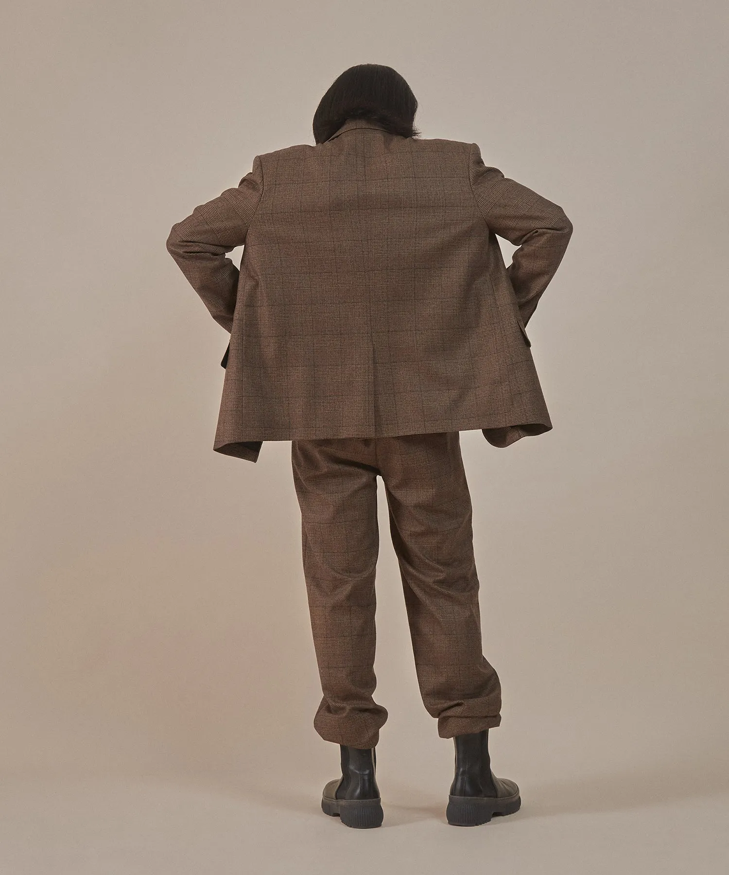 [50% OFF] Brown/red plaids | wide-shoulder vintage plaids blazer