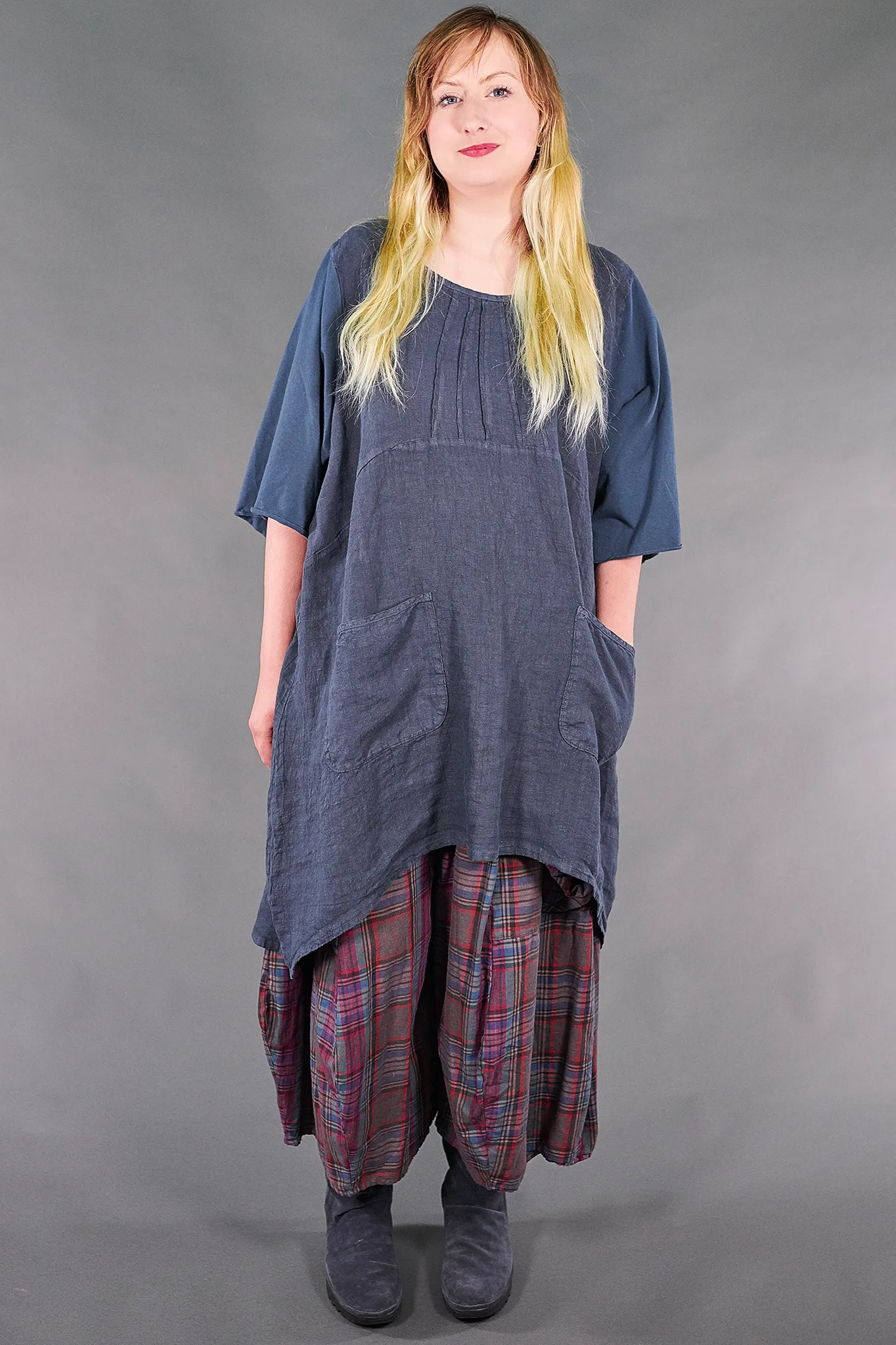 7203 Milkmaid Dress-Blue Cypress-U