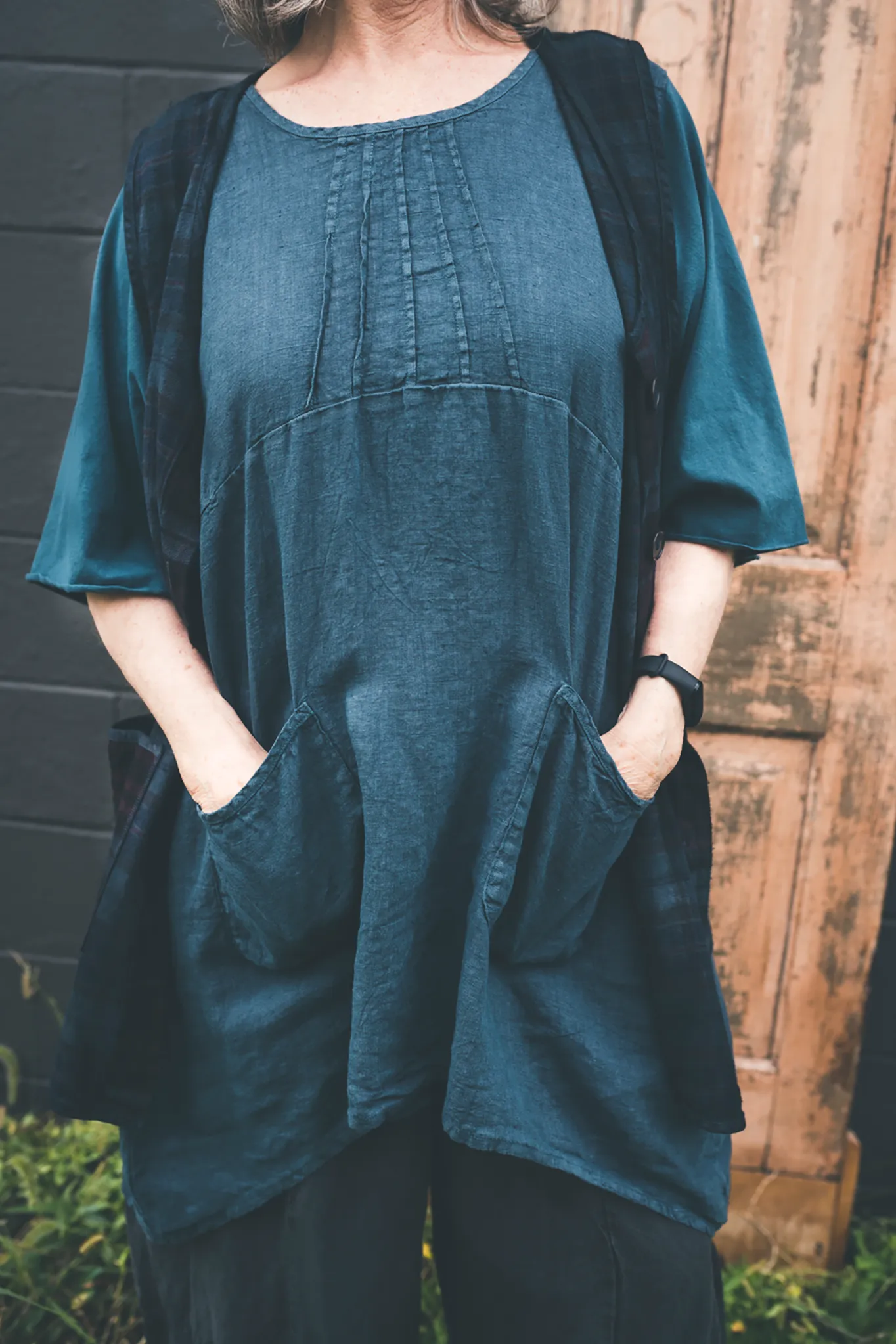7203 Milkmaid Dress-Blue Cypress-U
