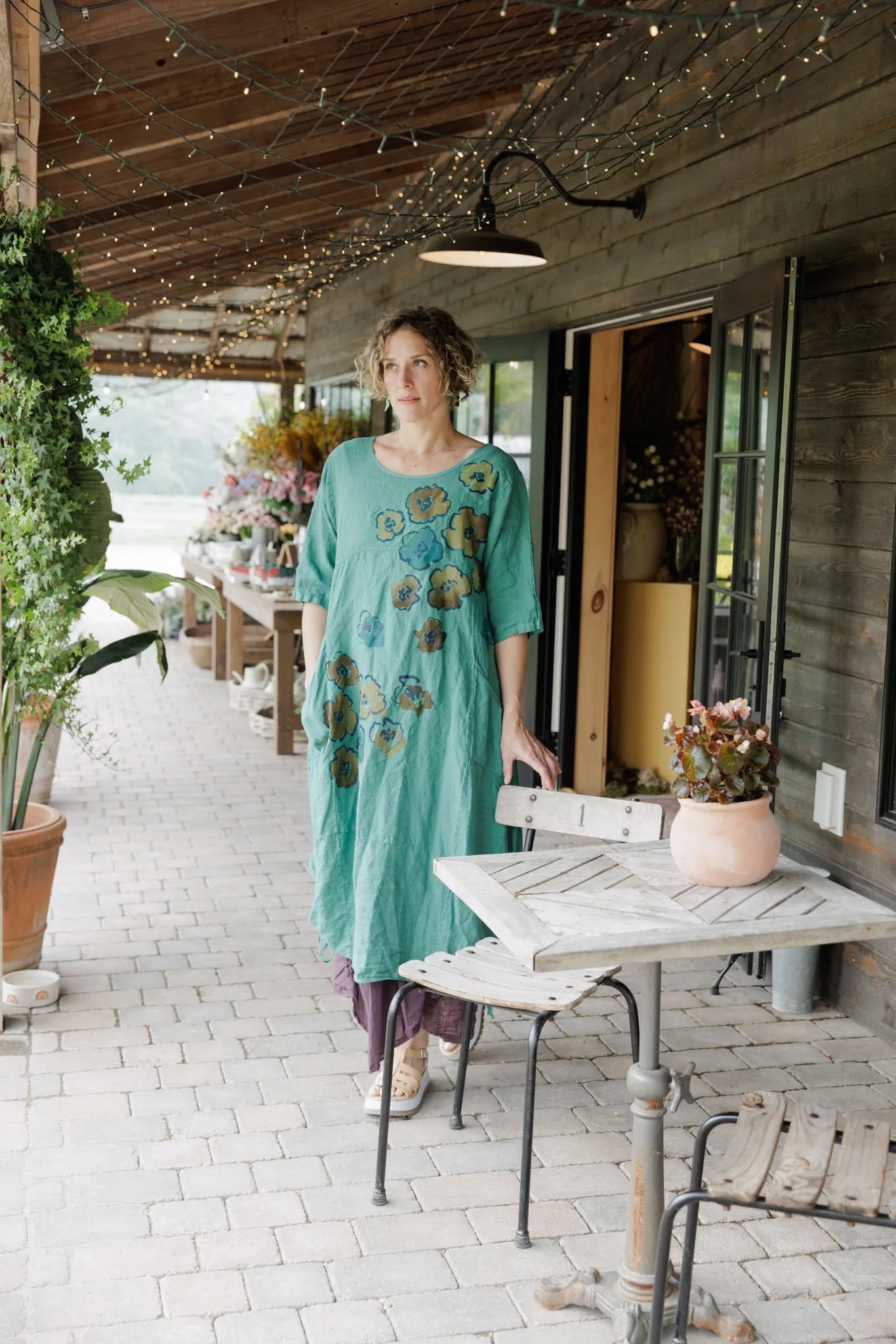 7221 Lucky Linen Dress Jade-P