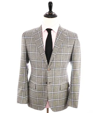 $8,125 KITON - *CASHMERE* Gray & Blue Houndstooth Check Blazer - 38S