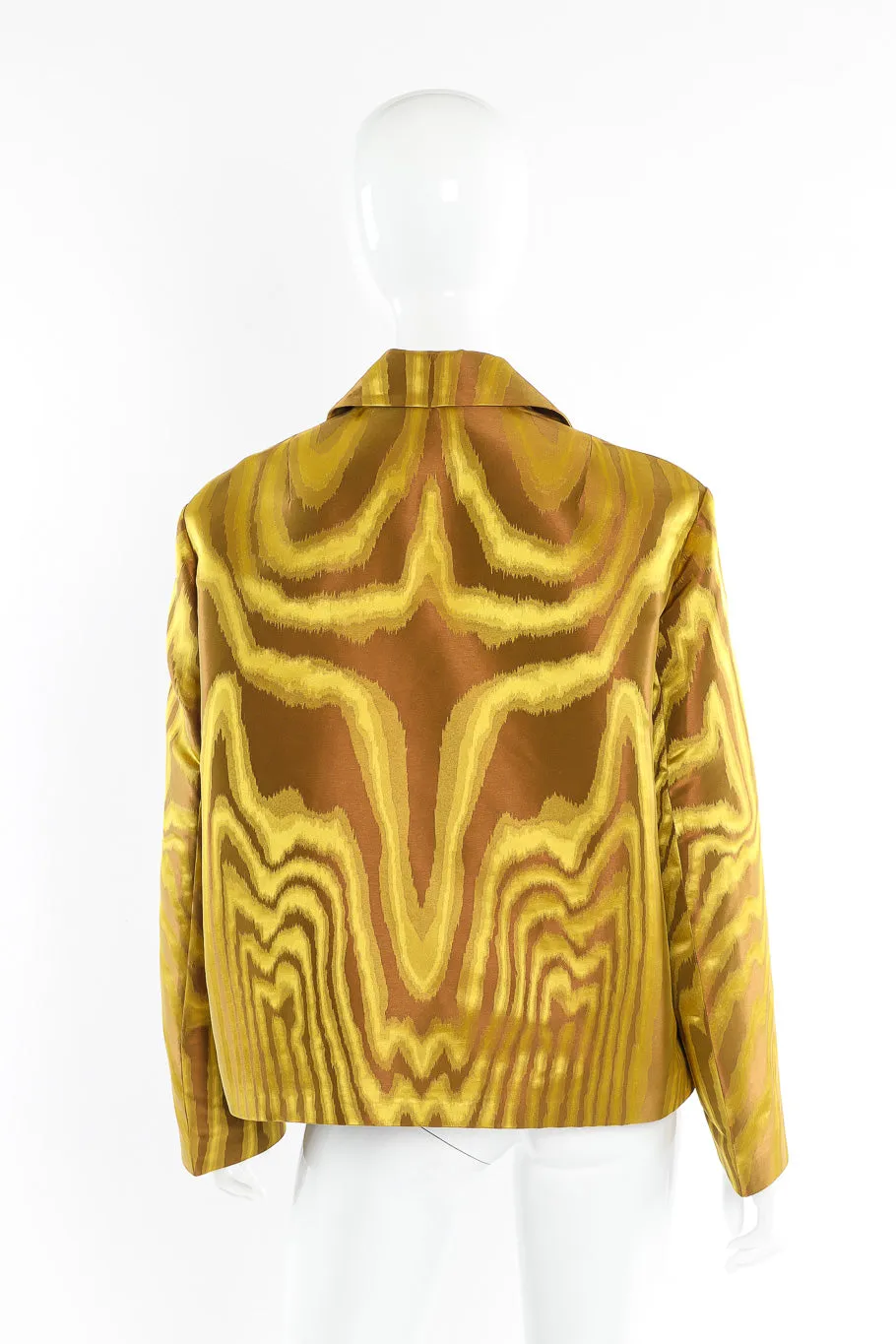 Abstract Moire Woodgrain Cropped Jacket