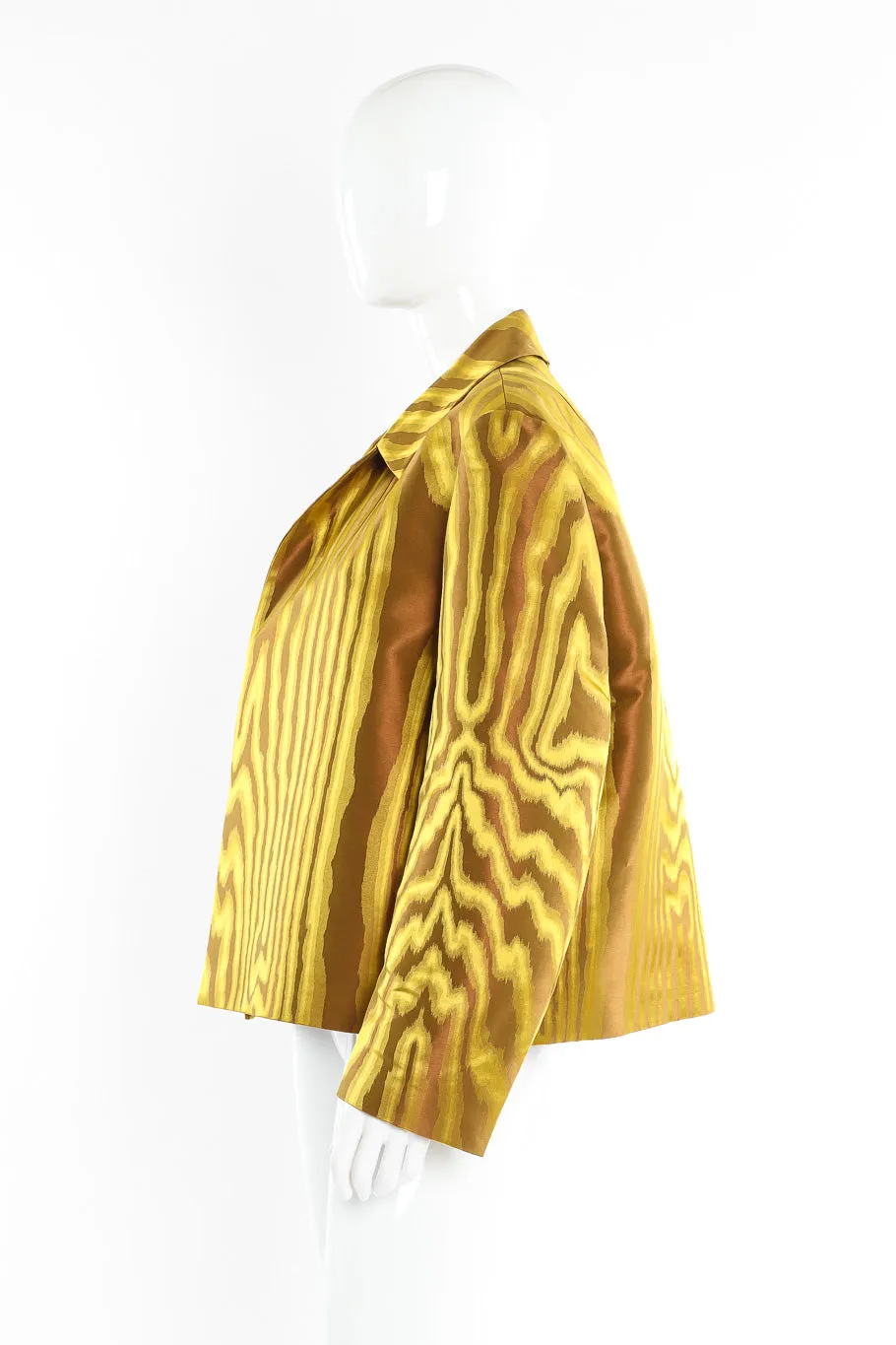 Abstract Moire Woodgrain Cropped Jacket
