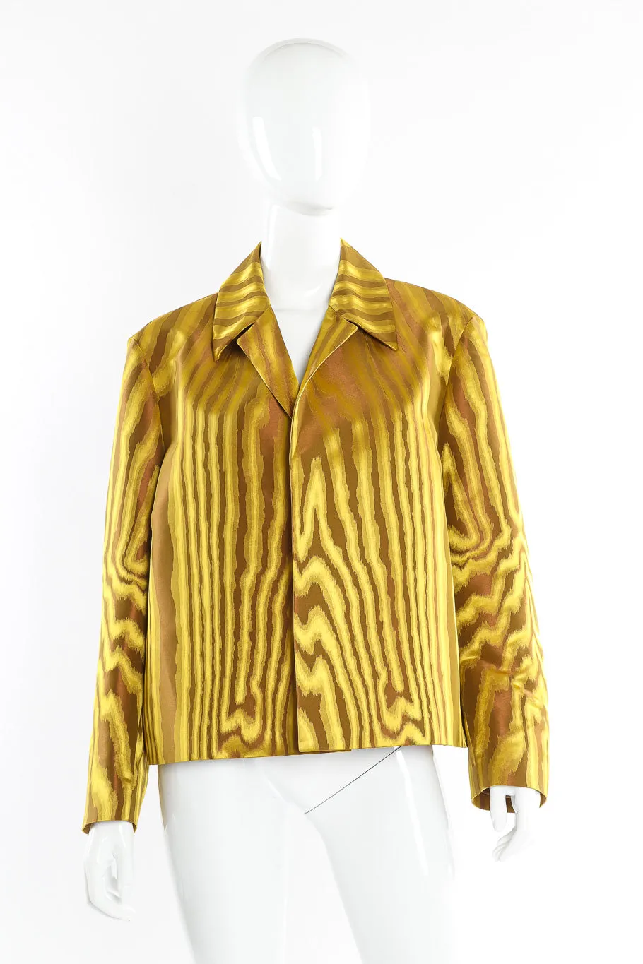 Abstract Moire Woodgrain Cropped Jacket