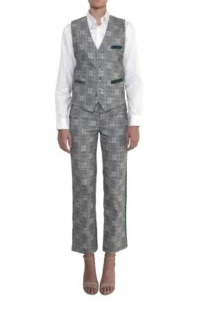 Adrian Schachter Grey Checkered Suit Waistcoat
