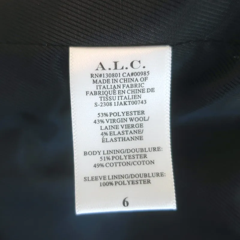 A.L.C. Chelsea Plaid Double Breasted Blazer Brown Stretch Wool Size 6