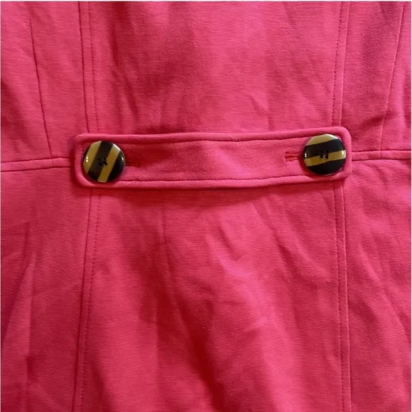 Alfani Bright Coral Pea Coat Blazer with Striped Button Detail