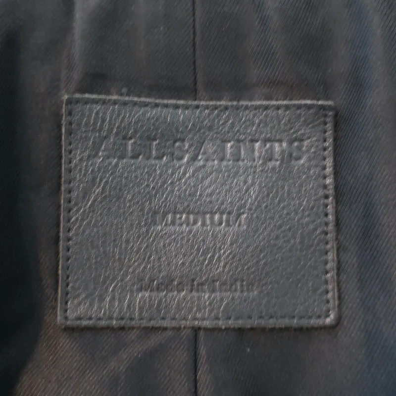 AllSaints Survey Double Layered Leather Blazer Black Size Medium