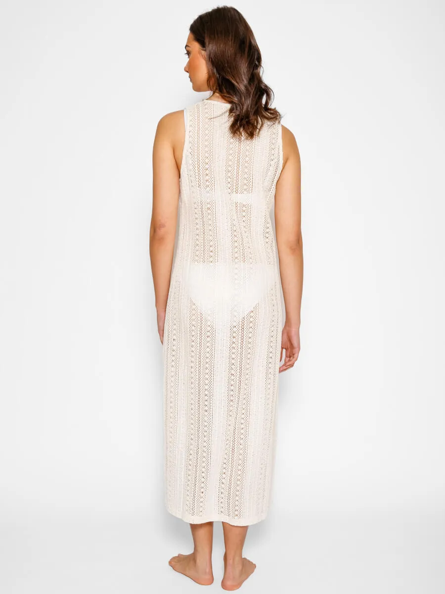 Amalfi Crochet Dress In Sand