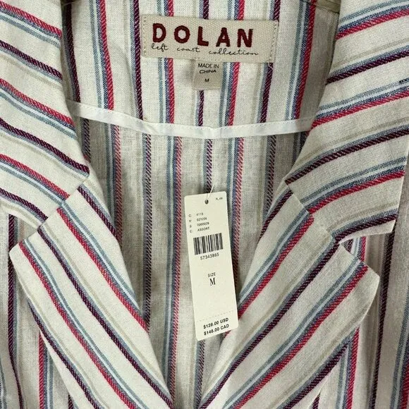 ANTHROPOLOGIE Dolan Left Coast Anna Double Breasted Striped Blazer Linen Medium