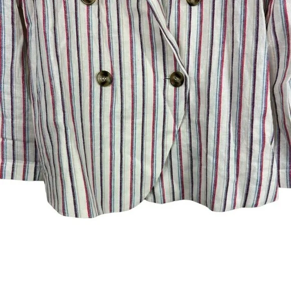 ANTHROPOLOGIE Dolan Left Coast Anna Double Breasted Striped Blazer Linen Medium