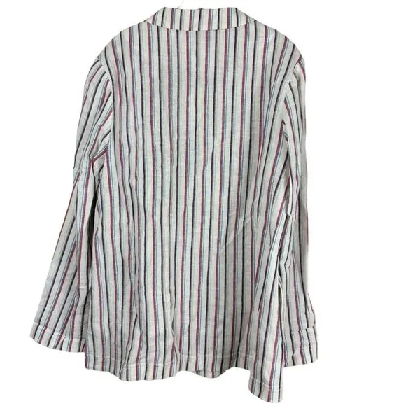 ANTHROPOLOGIE Dolan Left Coast Anna Double Breasted Striped Blazer Linen Medium