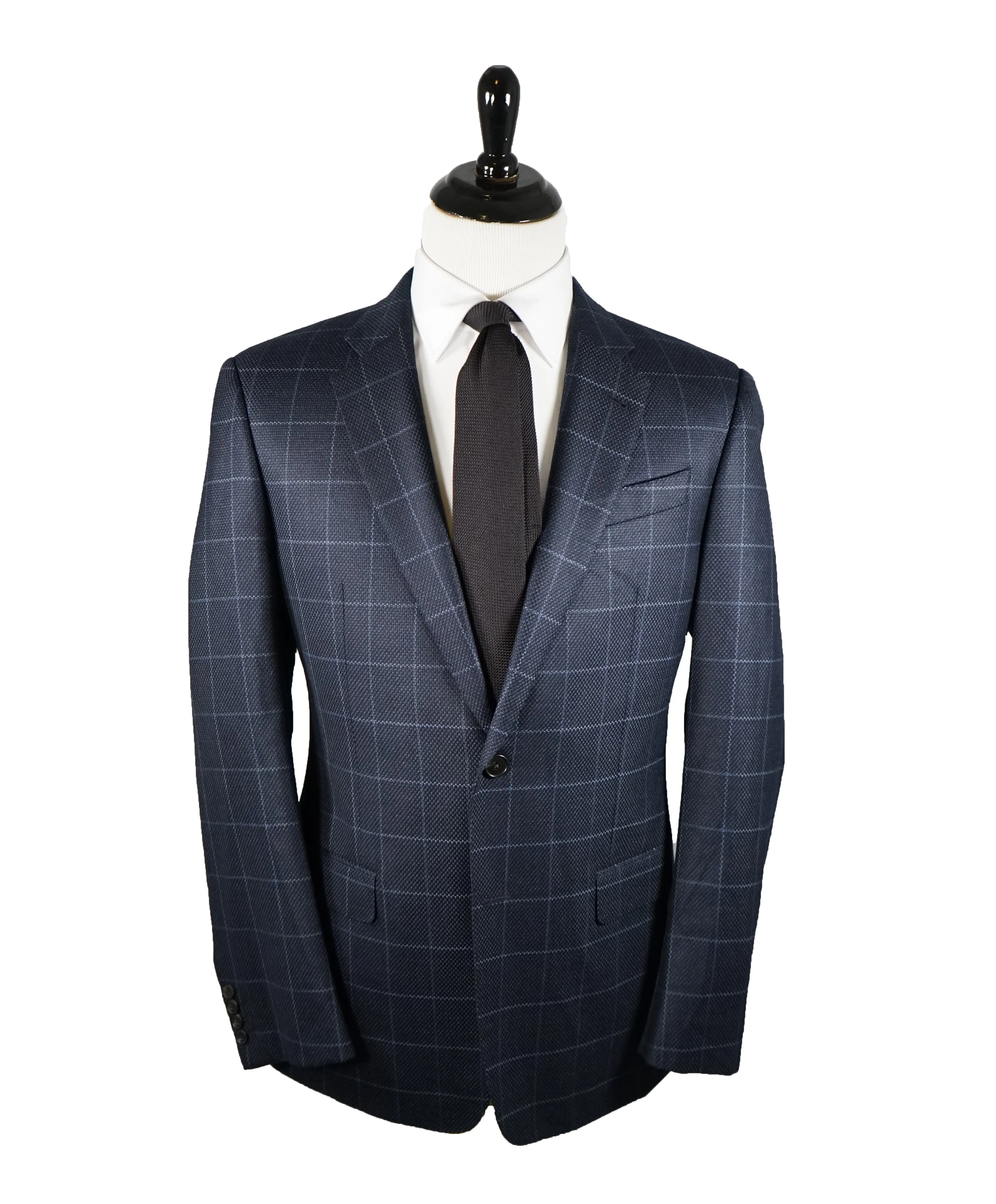 ARMANI COLLEZIONI - Blue & Navy Textured CASHMERE BLEND Royal Weave Blazer - 42L