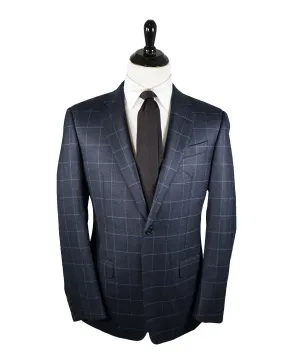ARMANI COLLEZIONI - Blue & Navy Textured CASHMERE BLEND Royal Weave Blazer - 42L