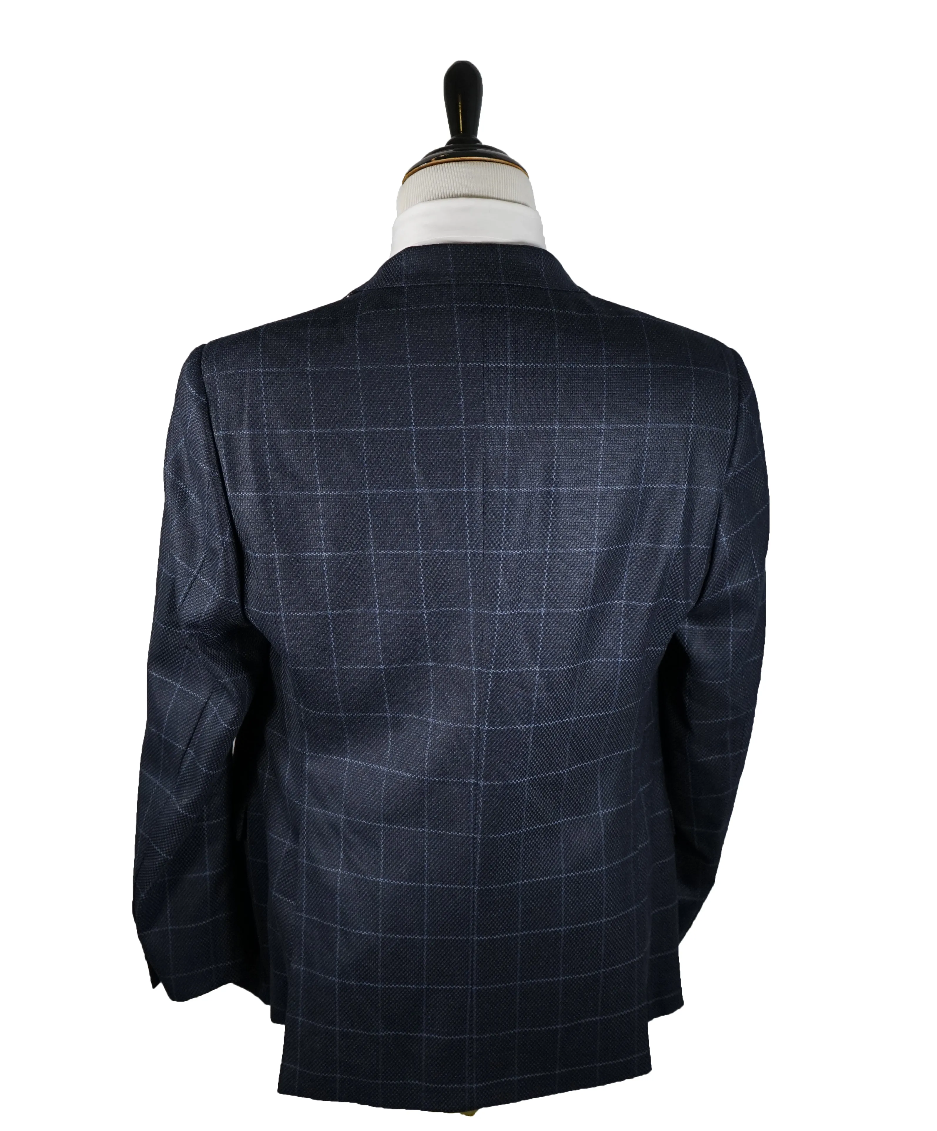 ARMANI COLLEZIONI - Blue & Navy Textured CASHMERE BLEND Royal Weave Blazer - 42L