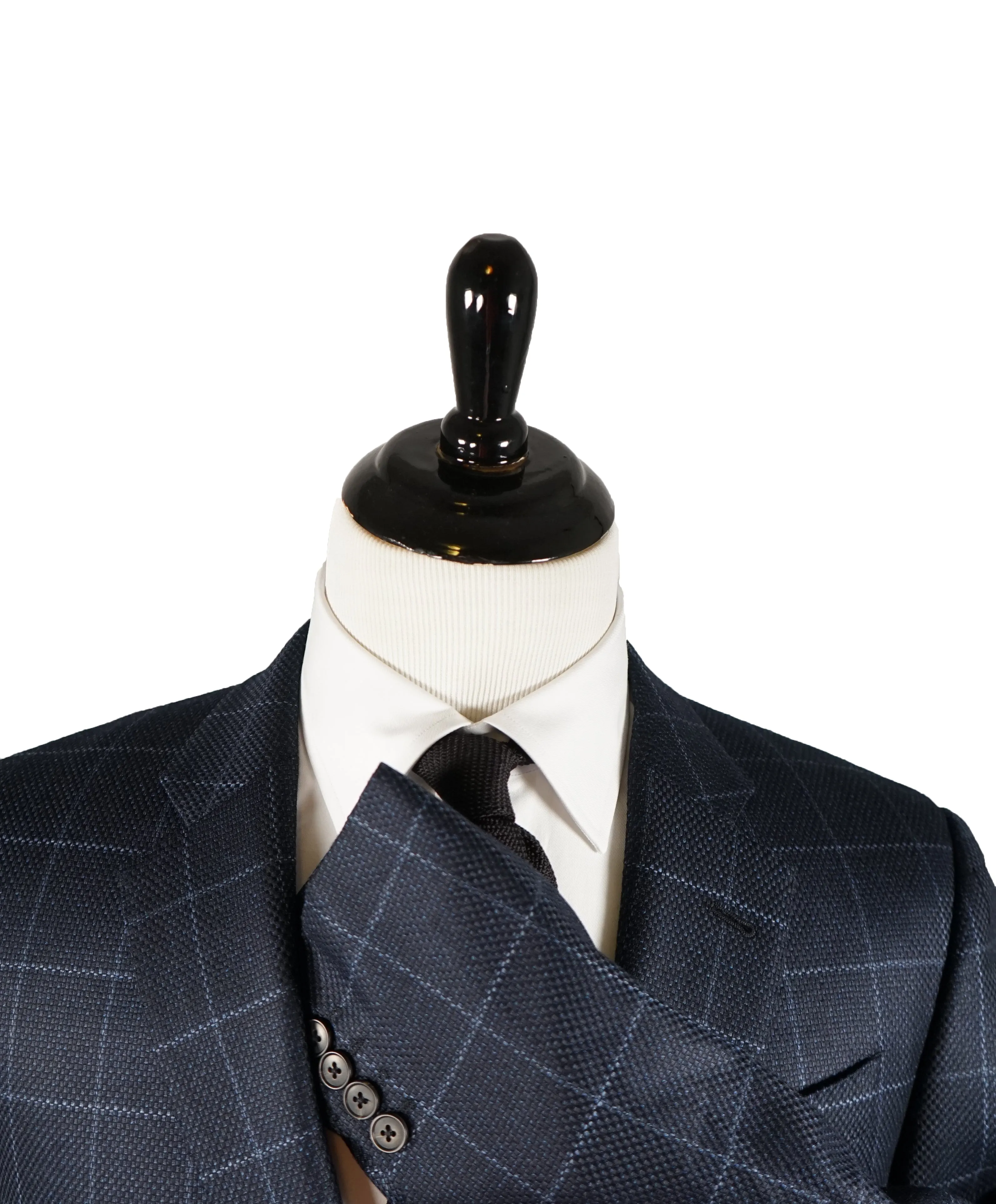 ARMANI COLLEZIONI - Blue & Navy Textured CASHMERE BLEND Royal Weave Blazer - 42L