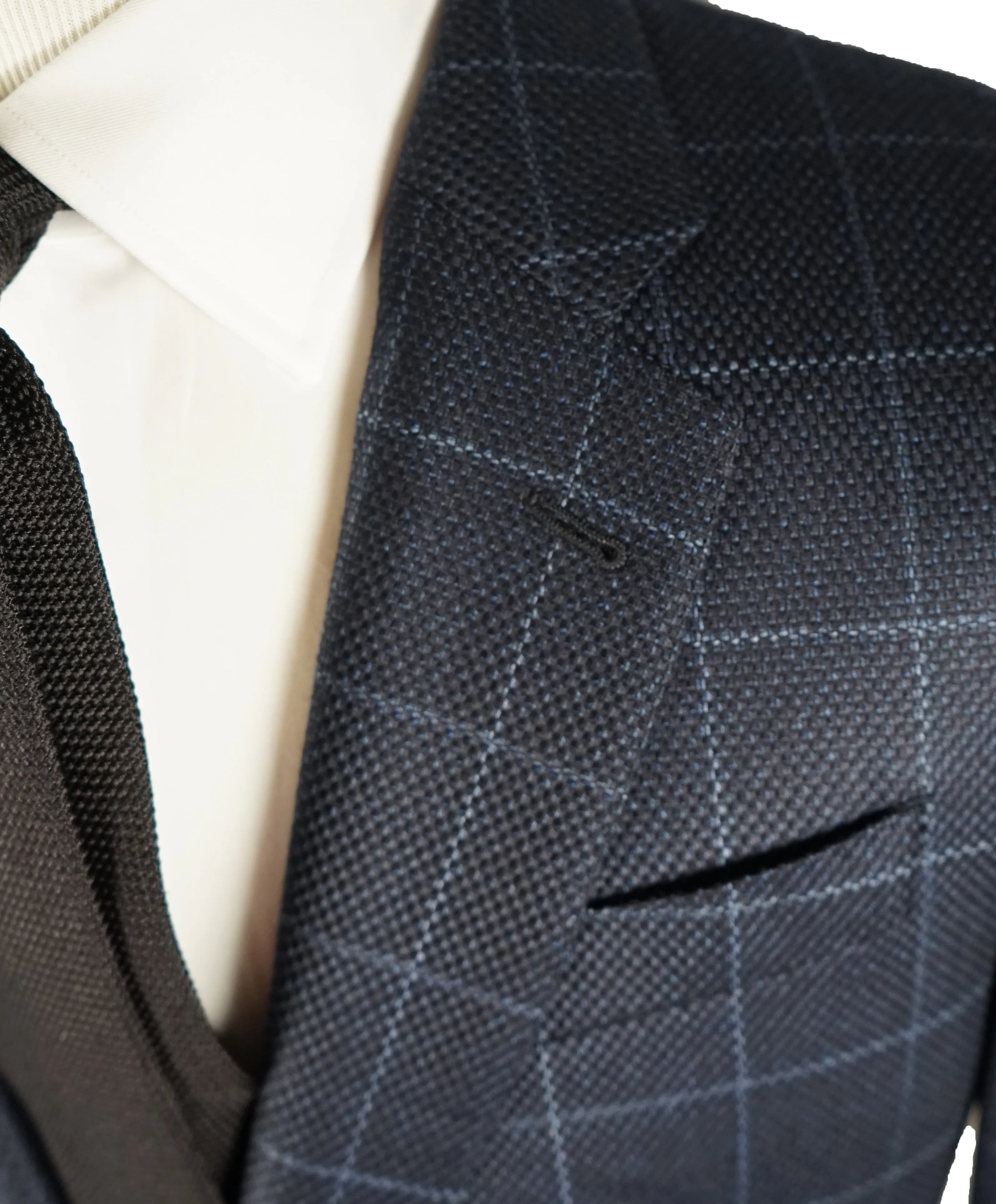 ARMANI COLLEZIONI - Blue & Navy Textured CASHMERE BLEND Royal Weave Blazer - 42L