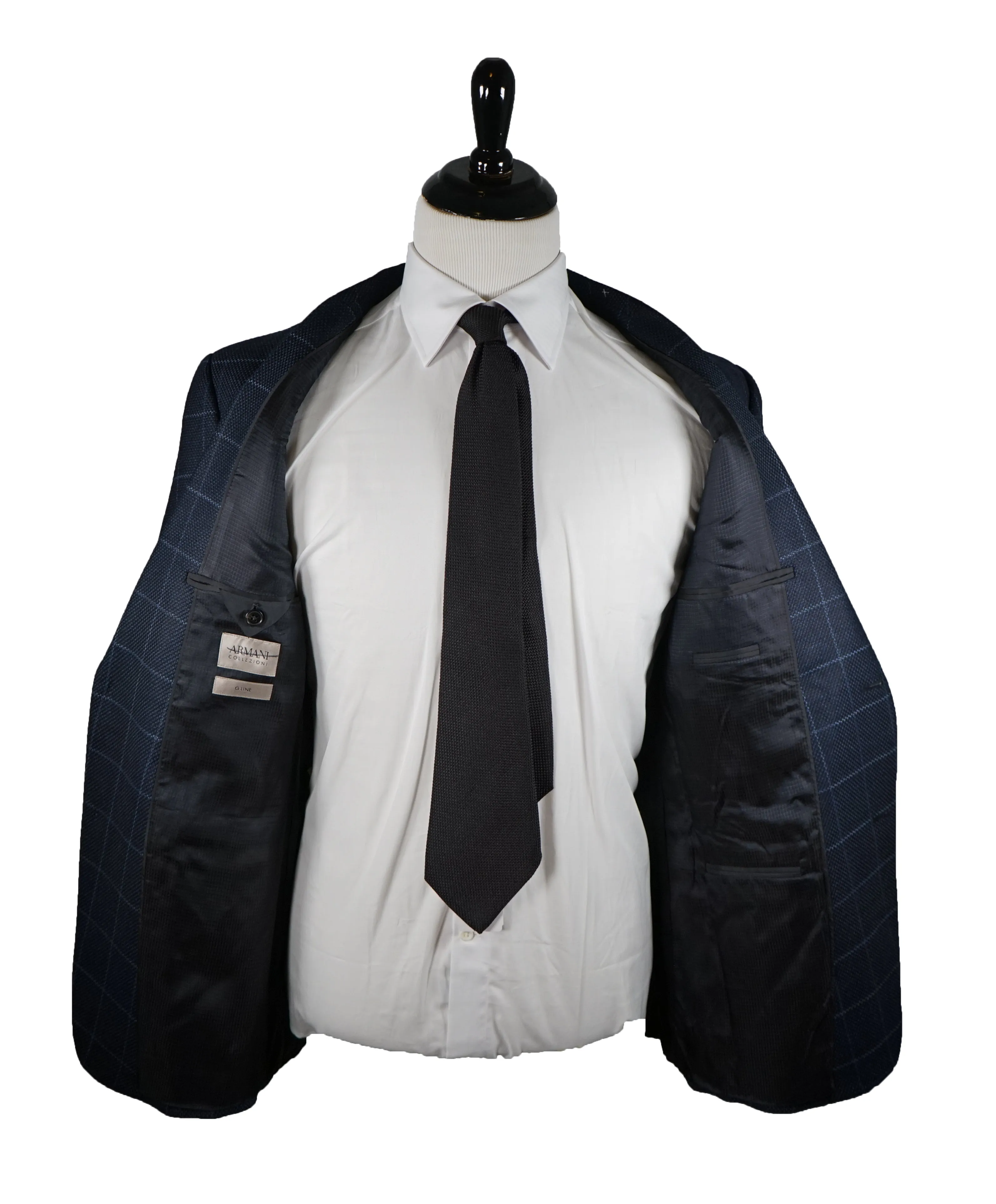 ARMANI COLLEZIONI - Blue & Navy Textured CASHMERE BLEND Royal Weave Blazer - 42L