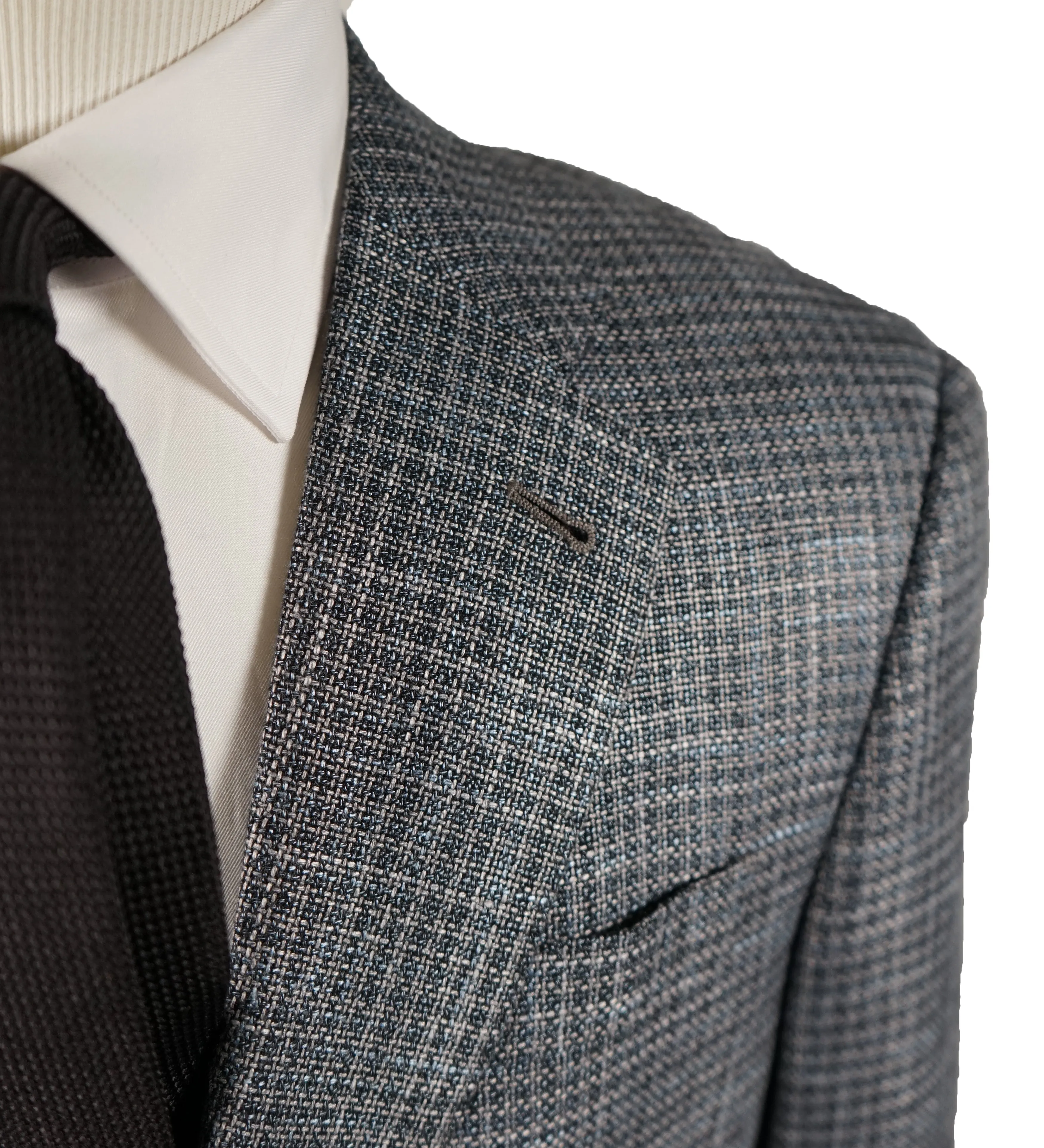ARMANI COLLEZIONI - “E Line” Green Turquoise Woven Blazer - 40R