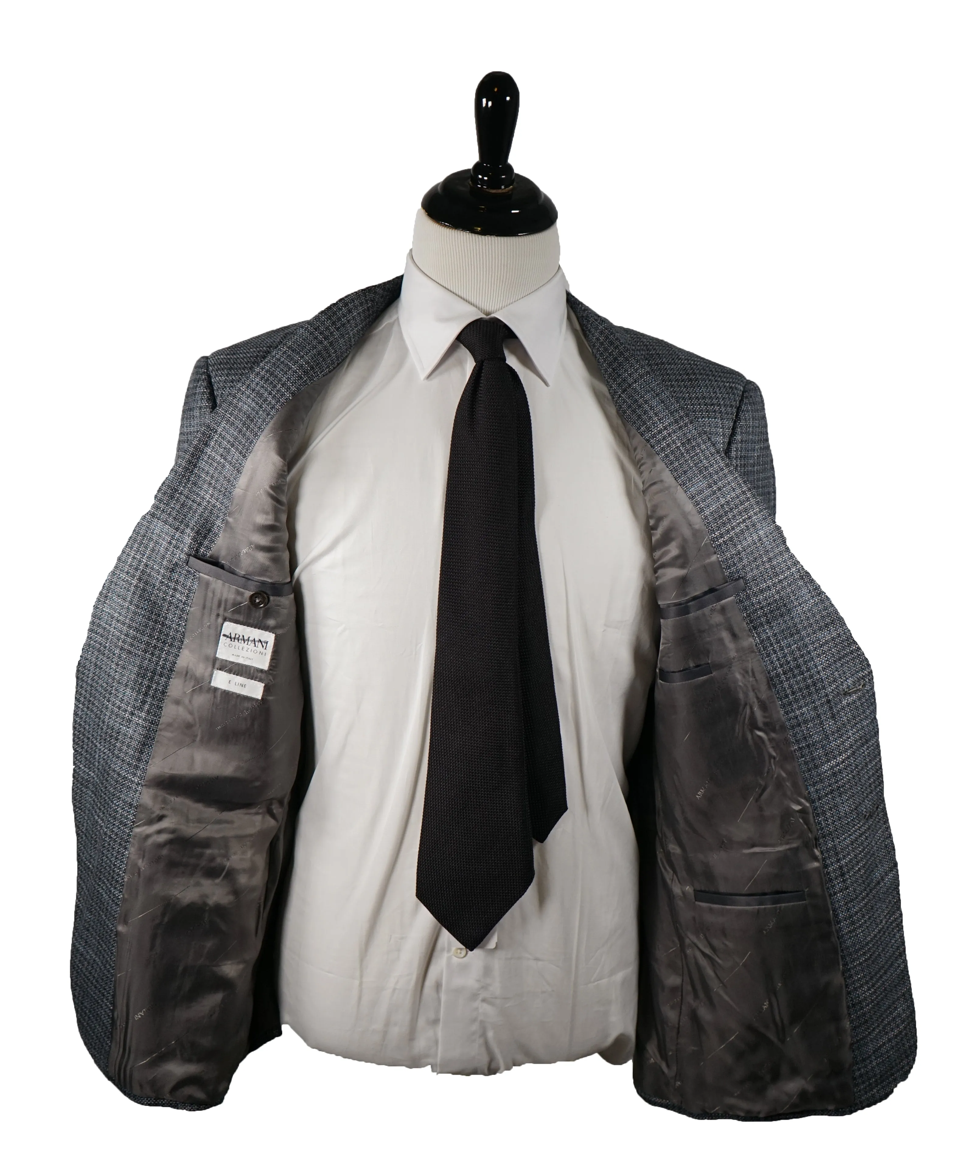 ARMANI COLLEZIONI - “E Line” Green Turquoise Woven Blazer - 40R