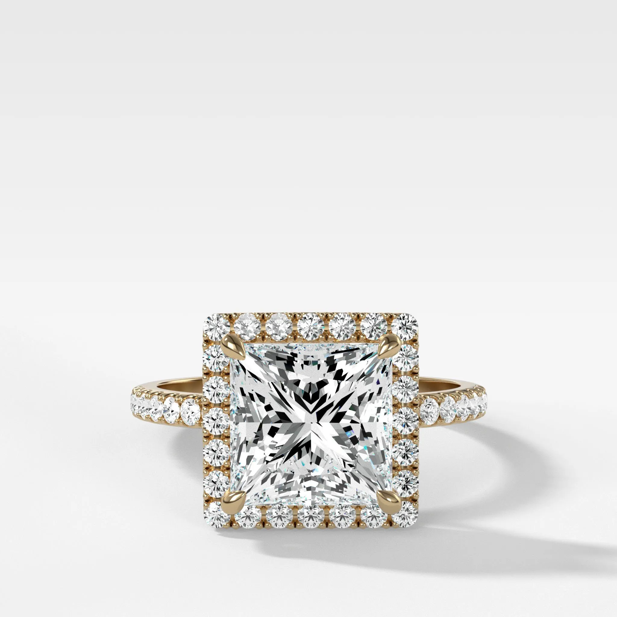 Aurora Pavé Halo Engagement Ring With Princess Cut Diamond