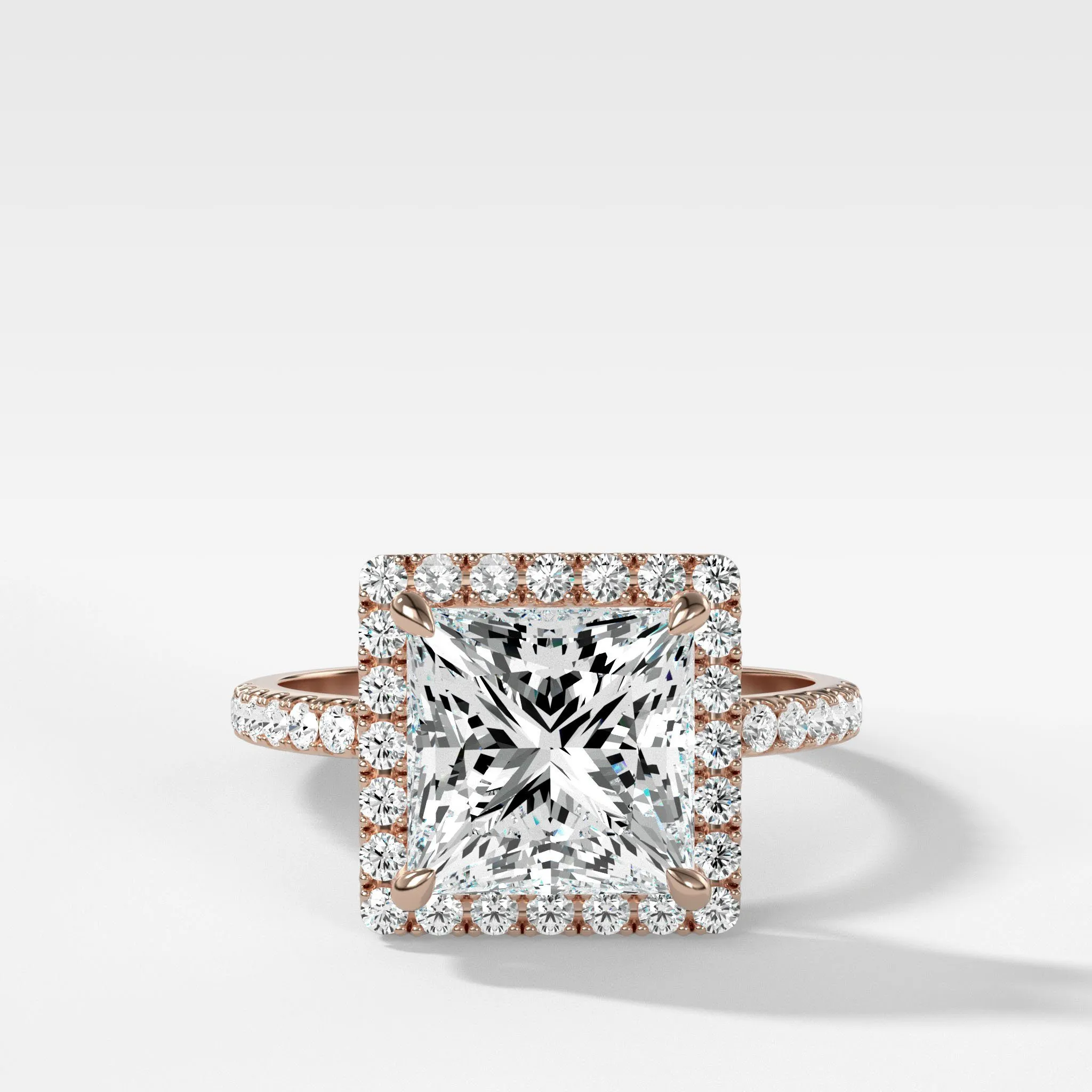 Aurora Pavé Halo Engagement Ring With Princess Cut Diamond