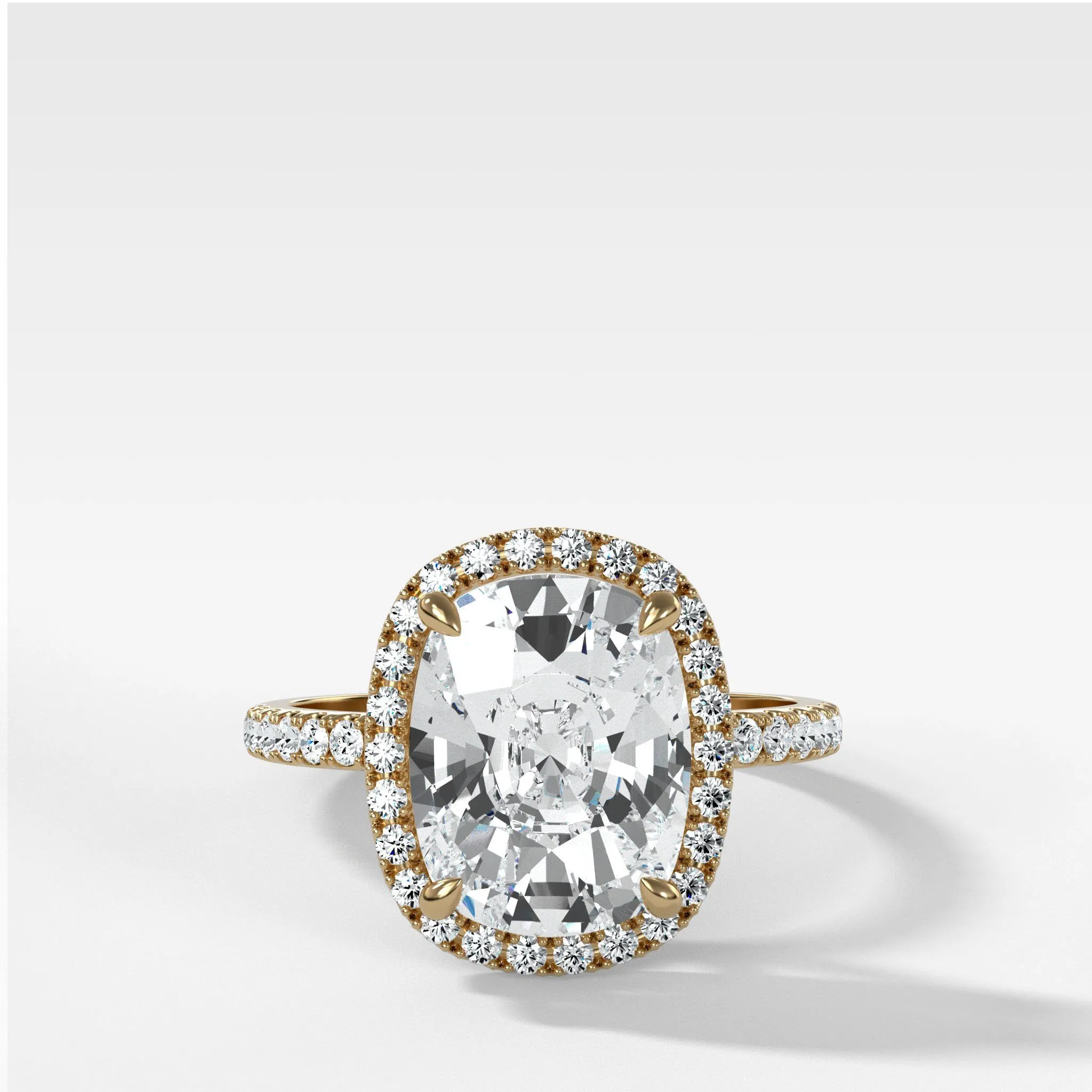 Aurora Pavé Halo Ring With Elongated Cushion Cut