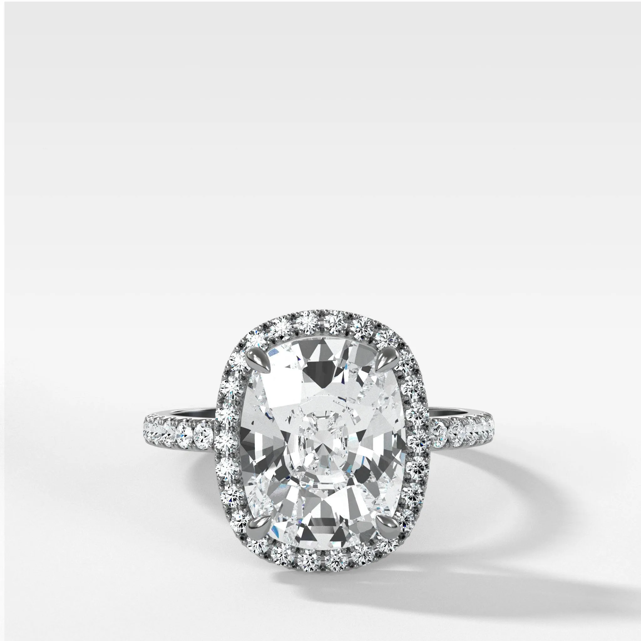 Aurora Pavé Halo Ring With Elongated Cushion Cut